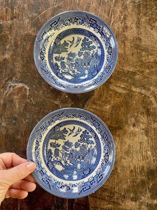 Set of Two (2)) English Blue Willow Fruit or Cereal Bowls