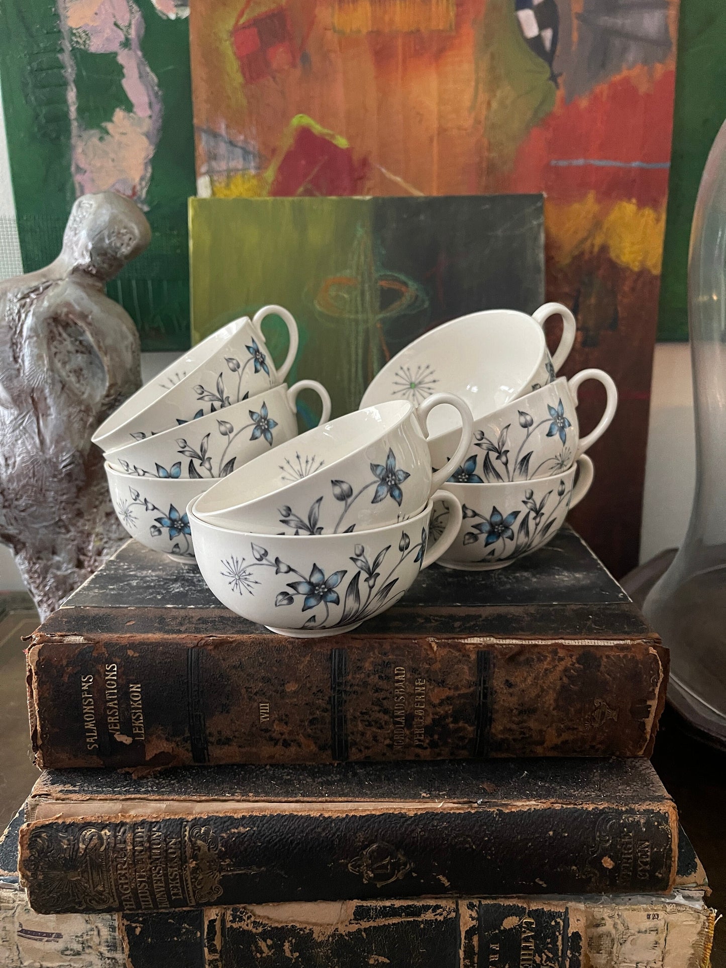 Vintage Set of Johnson Brothers Titania English Teacups and Saucers