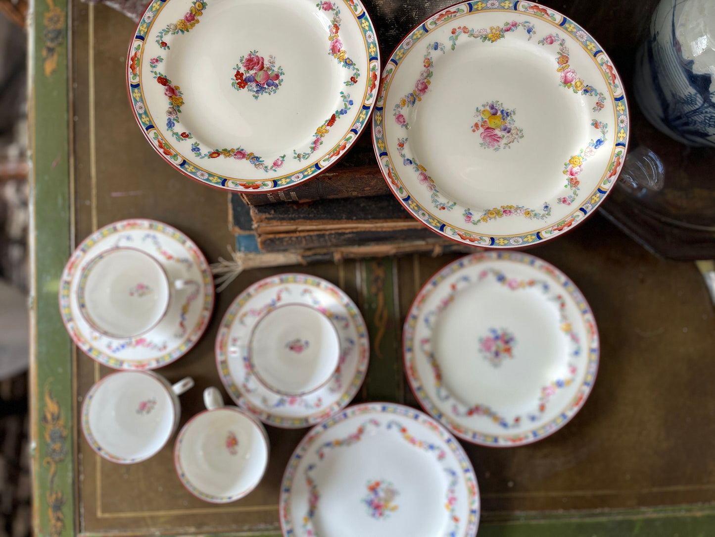 Minton English China 10 Piece Set - Plates, Teacups and Saucers