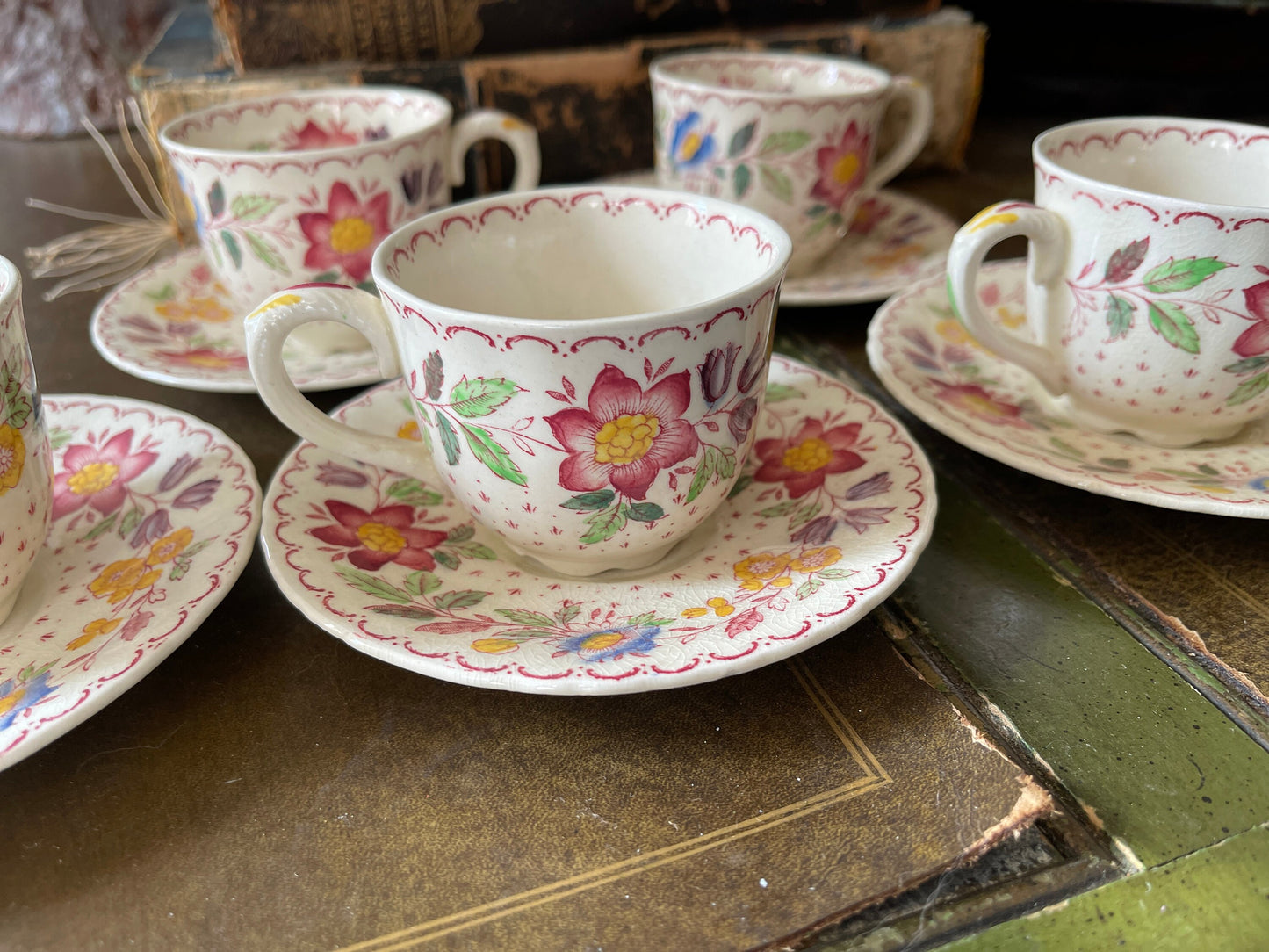 Set of Five (5) Vintage Mason’s English Demitasse and Saucers