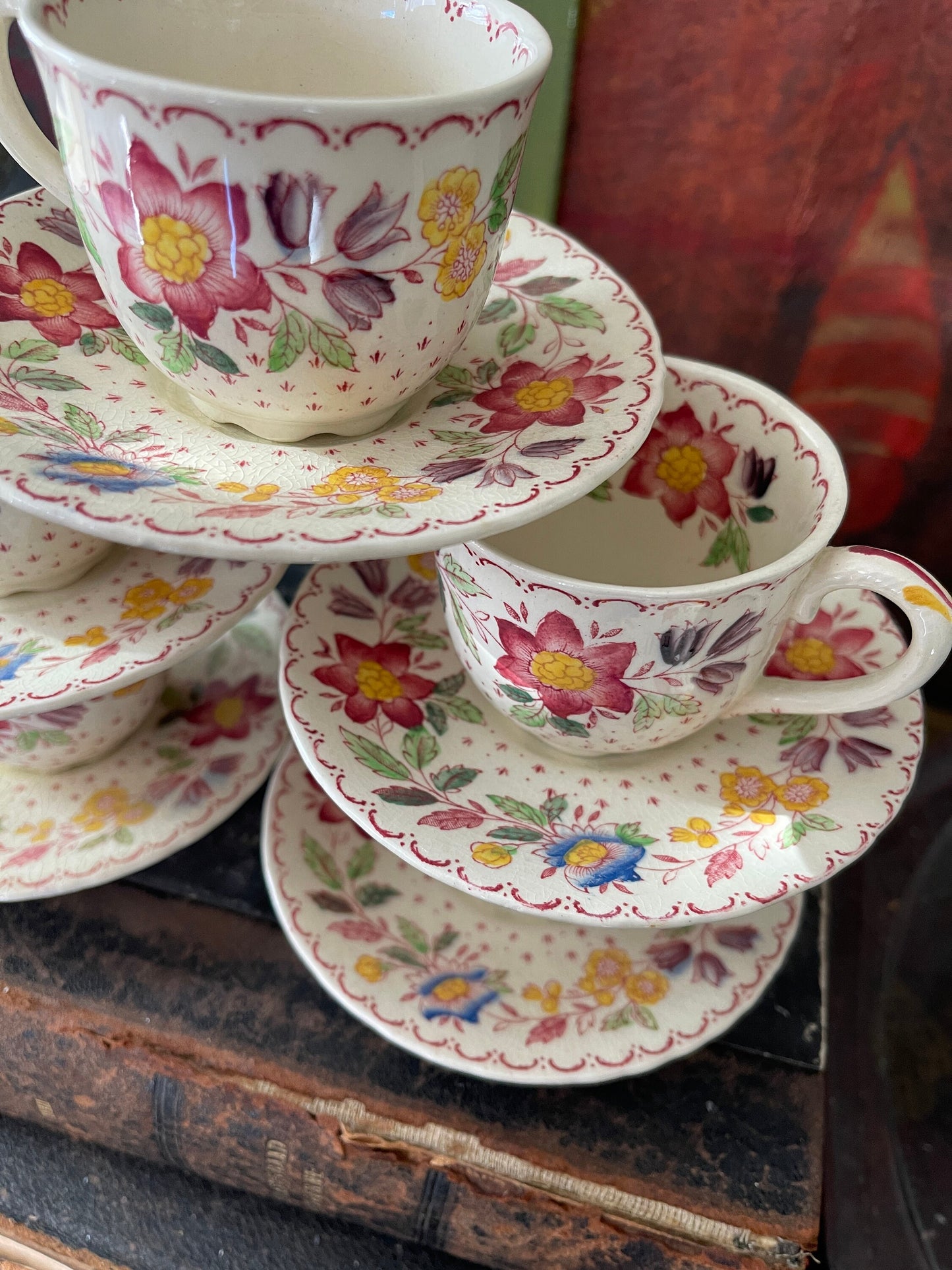 Set of Five (5) Vintage Mason’s English Demitasse and Saucers