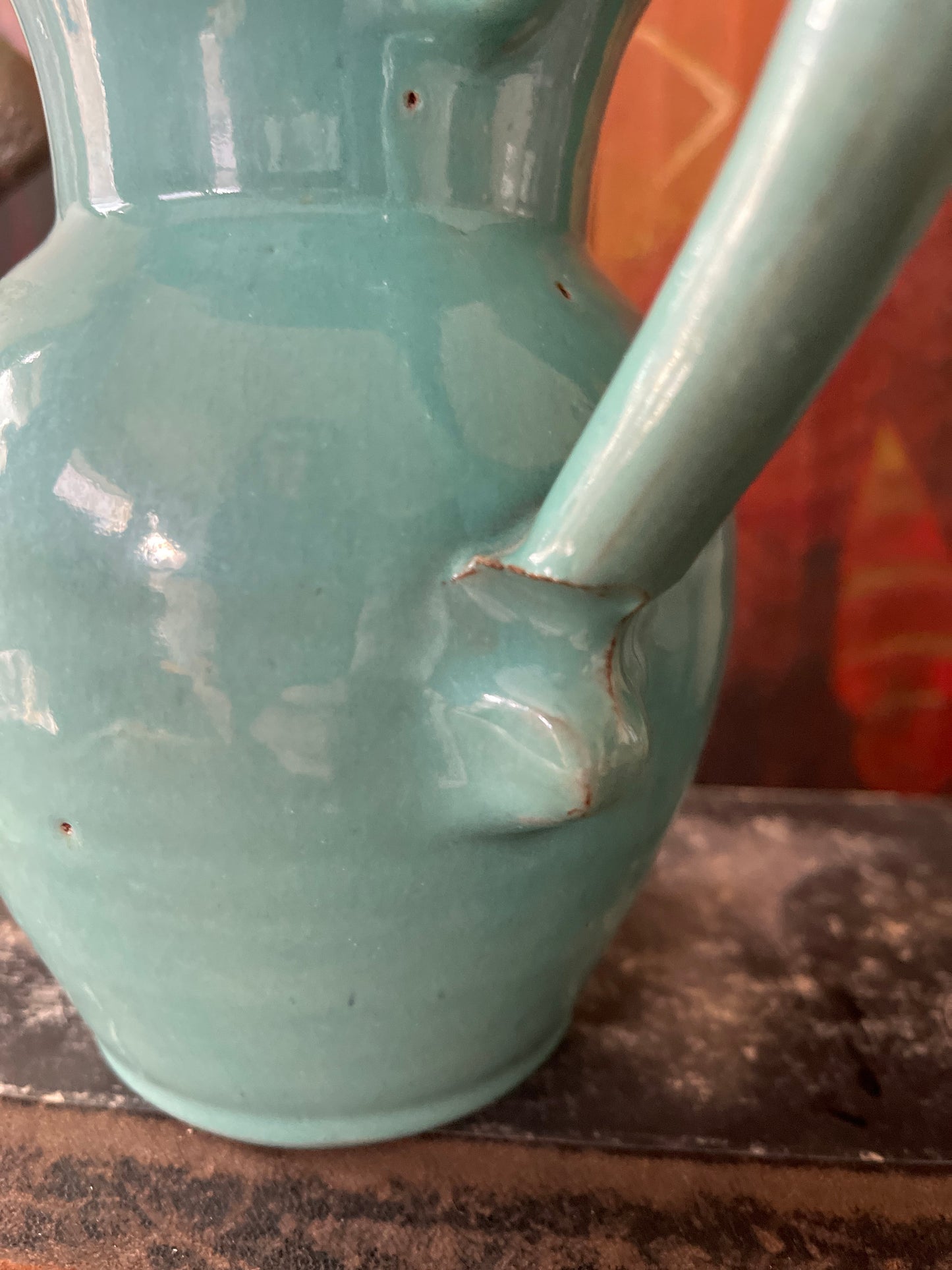 Turquoise Glazed Sanford Cole Pottery Pitcher