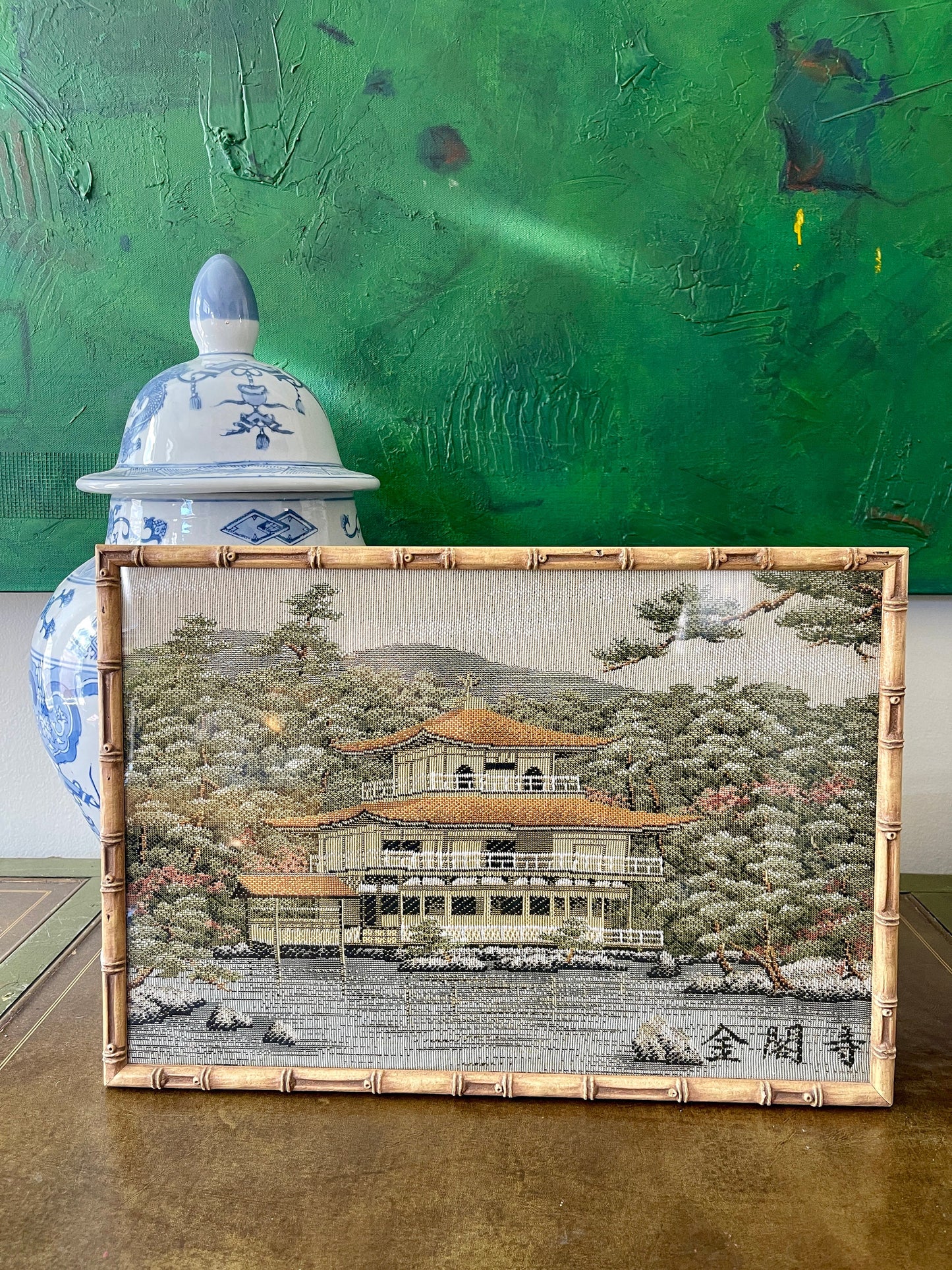 Asian Tapestry of Pagoda Framed