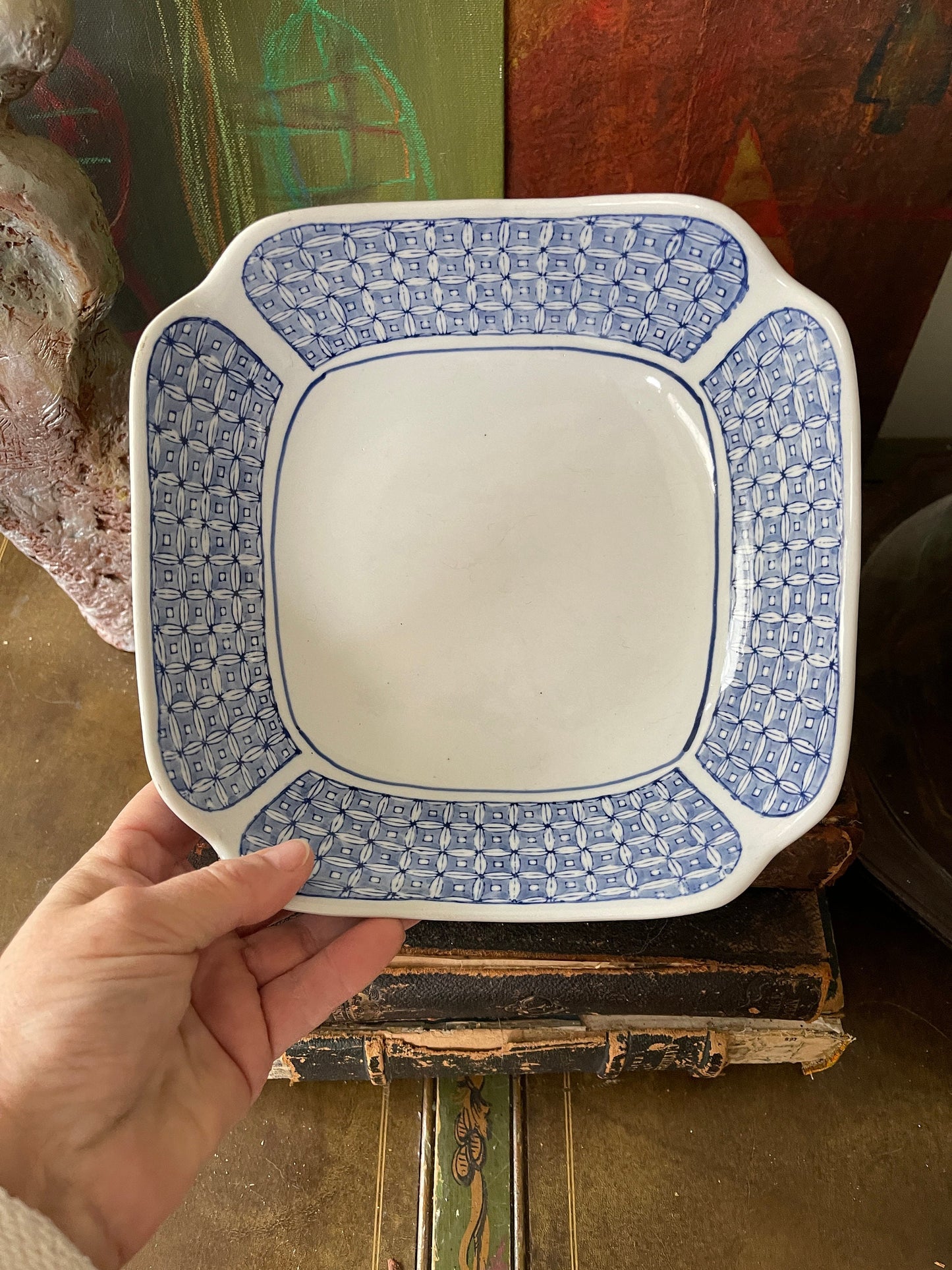 Blue and White Square Chinese Ceramic Bowl