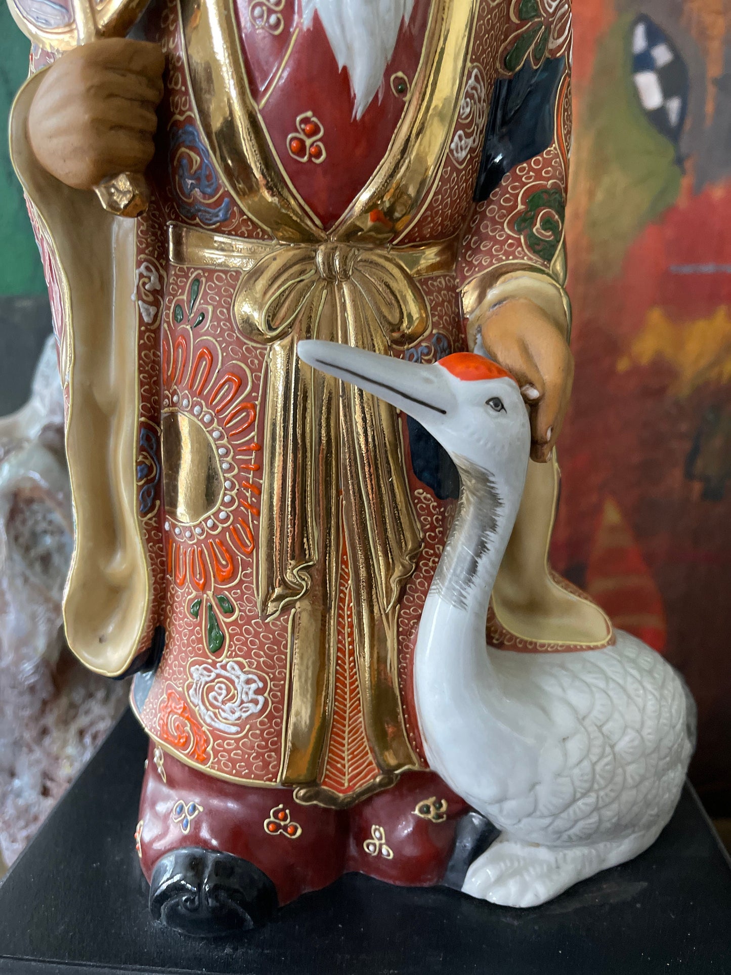 Vintage Chinese Lamp of Elderly Scholar and Goose