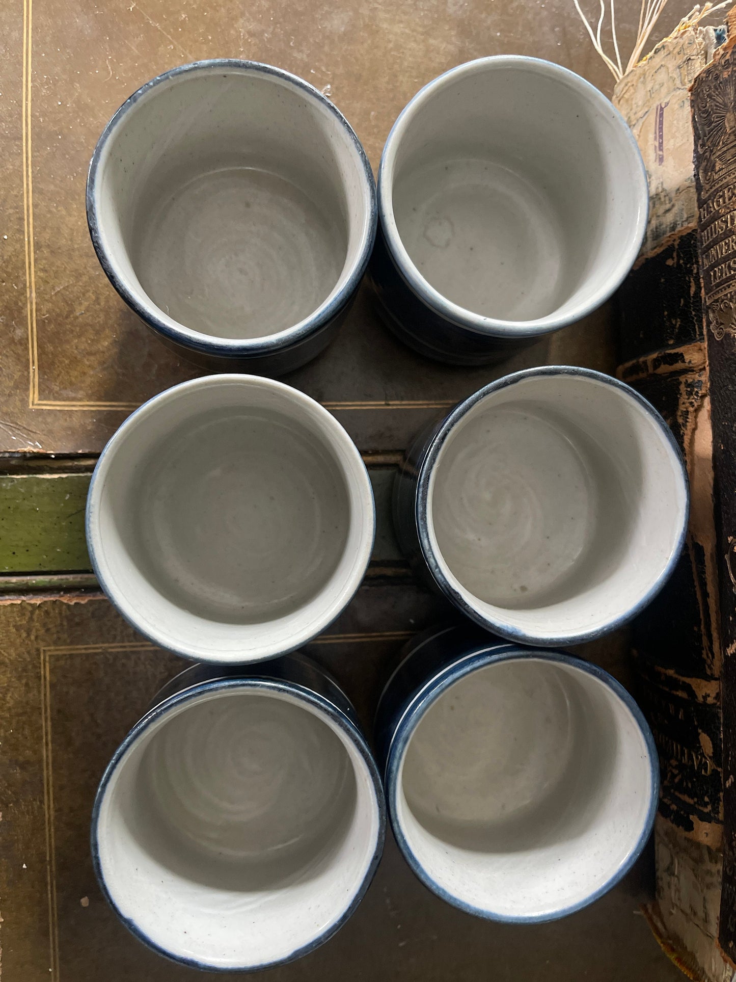 Vintage Indigo Blue Otagiri Teapot with Six Teacups