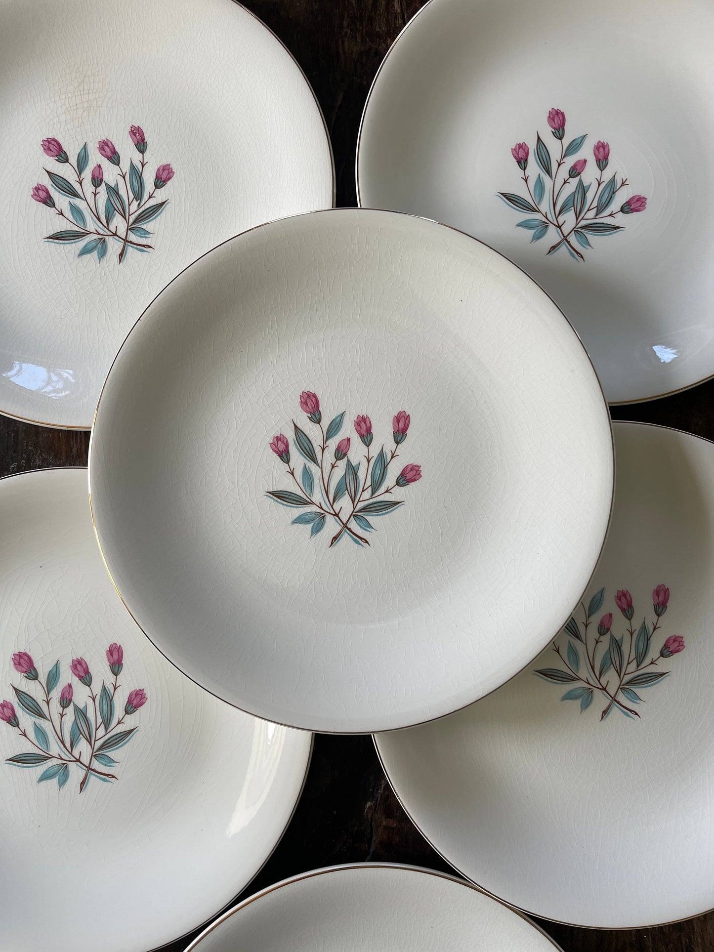 1962 Set of Six (6) Wedgwood Pink Hope 6 7/8” Plates