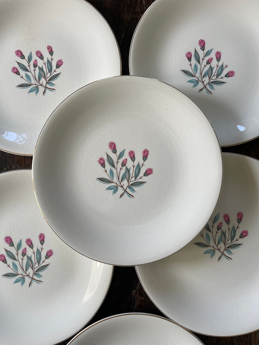 1962 Set of Six (6) Wedgwood Pink Hope 9.75” Plates