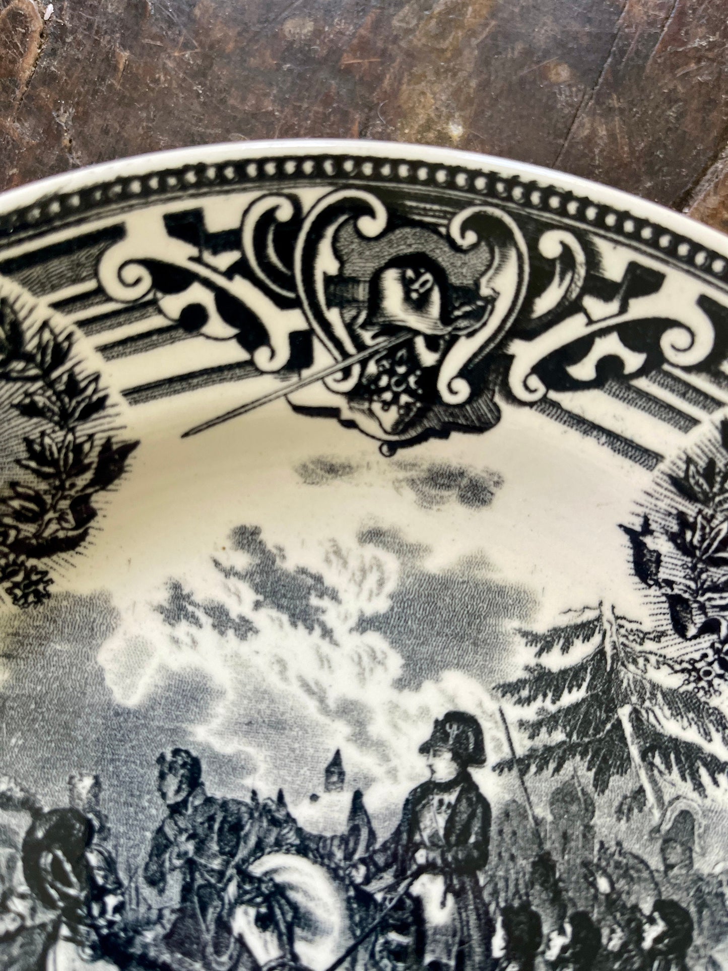 Set of Three (3) Belgian  Black Transferware Boch Napoleon Plate