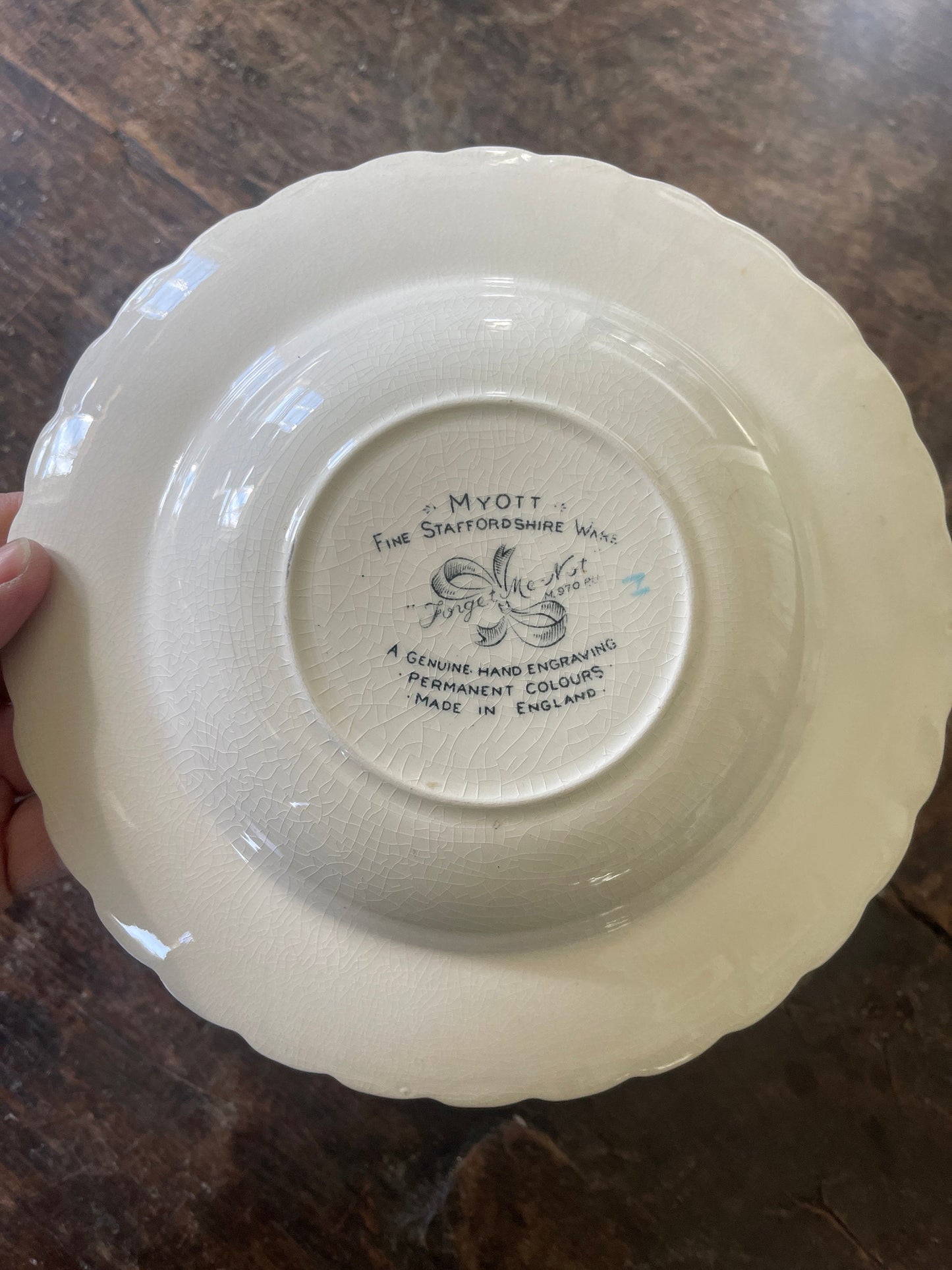 Set of Three (3) Blue and Black Staffordshire Forget Me Not 7 7/8” Bowls