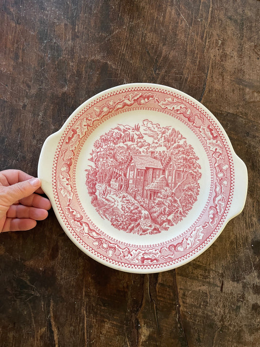 Vintage Pink and White Platter in Memory Lane Pattern