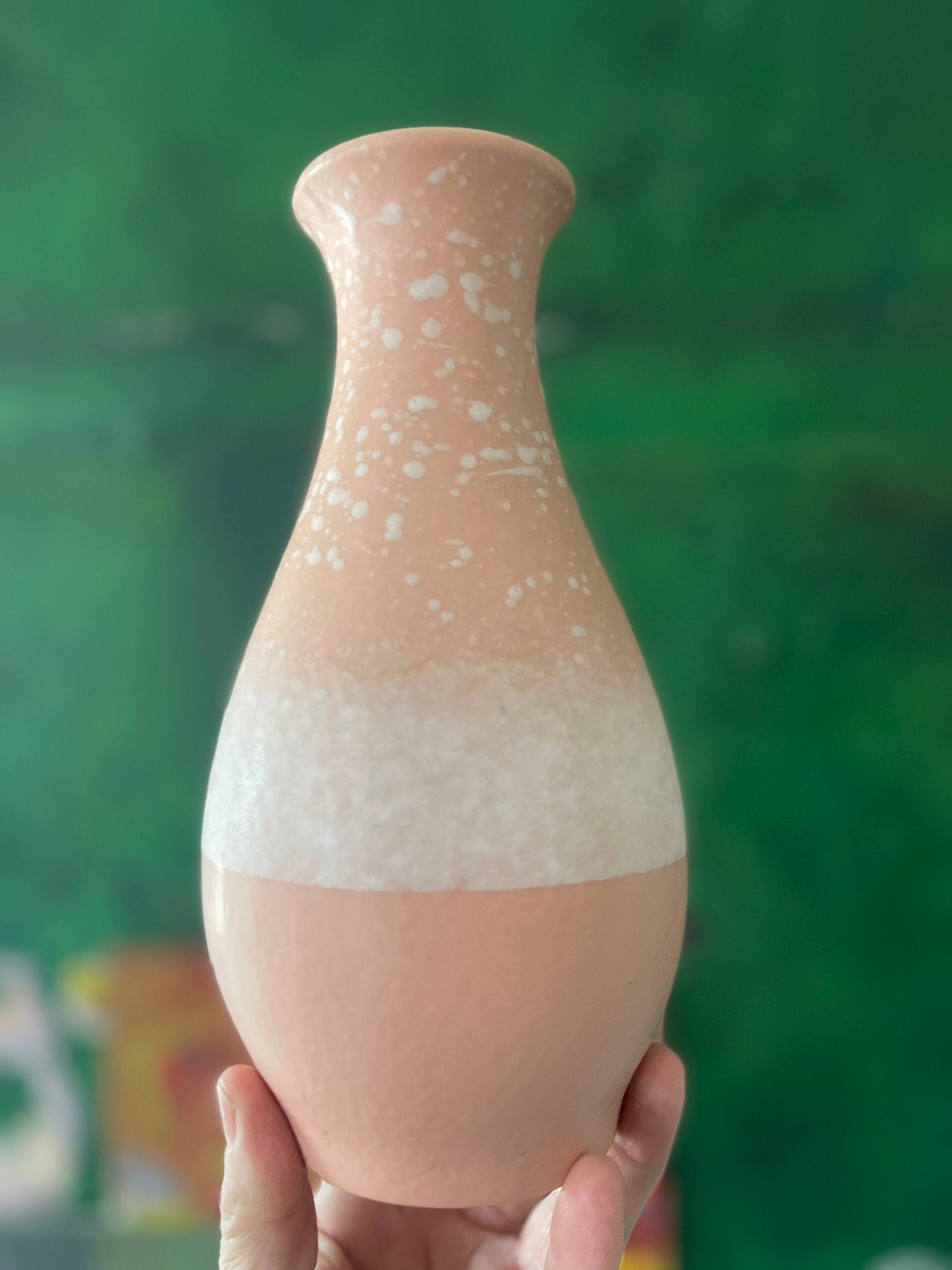 MCM West German Peach Ceramic 8.5” Vase