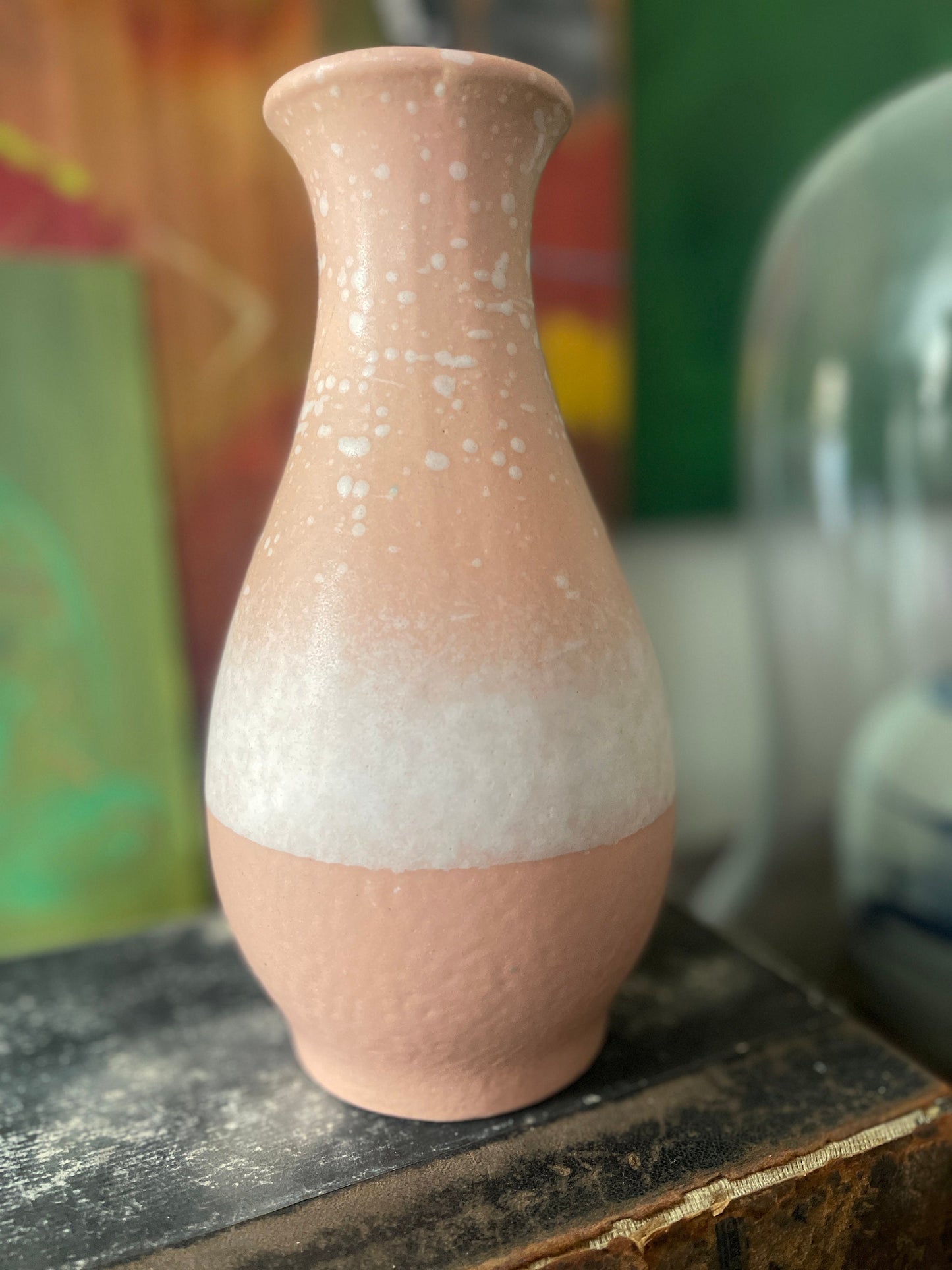 MCM West German Peach Ceramic 8.5” Vase