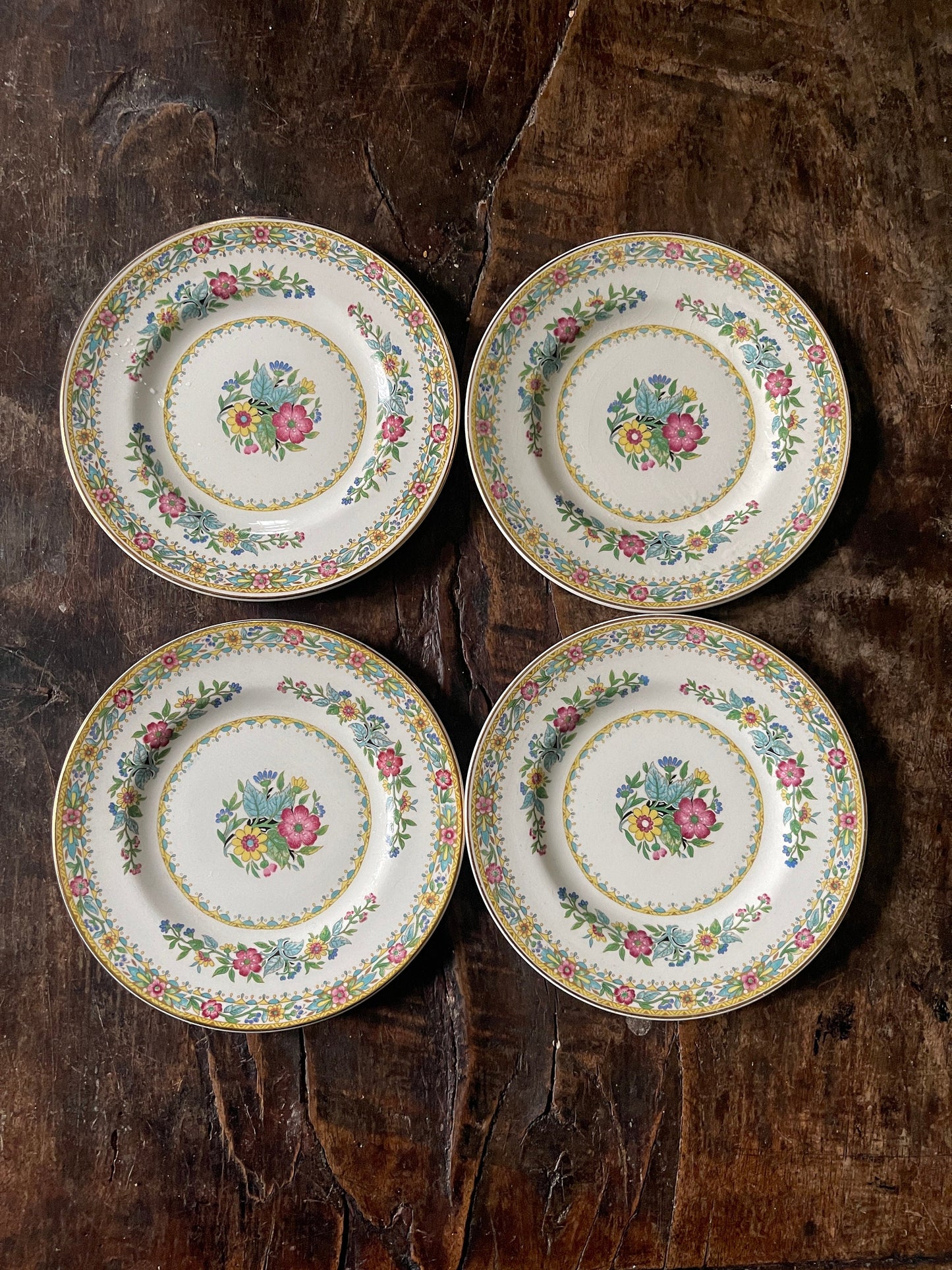 Set of Four (4) John Maddock & Sons English 6 1/8” Plates in Melody Pattern