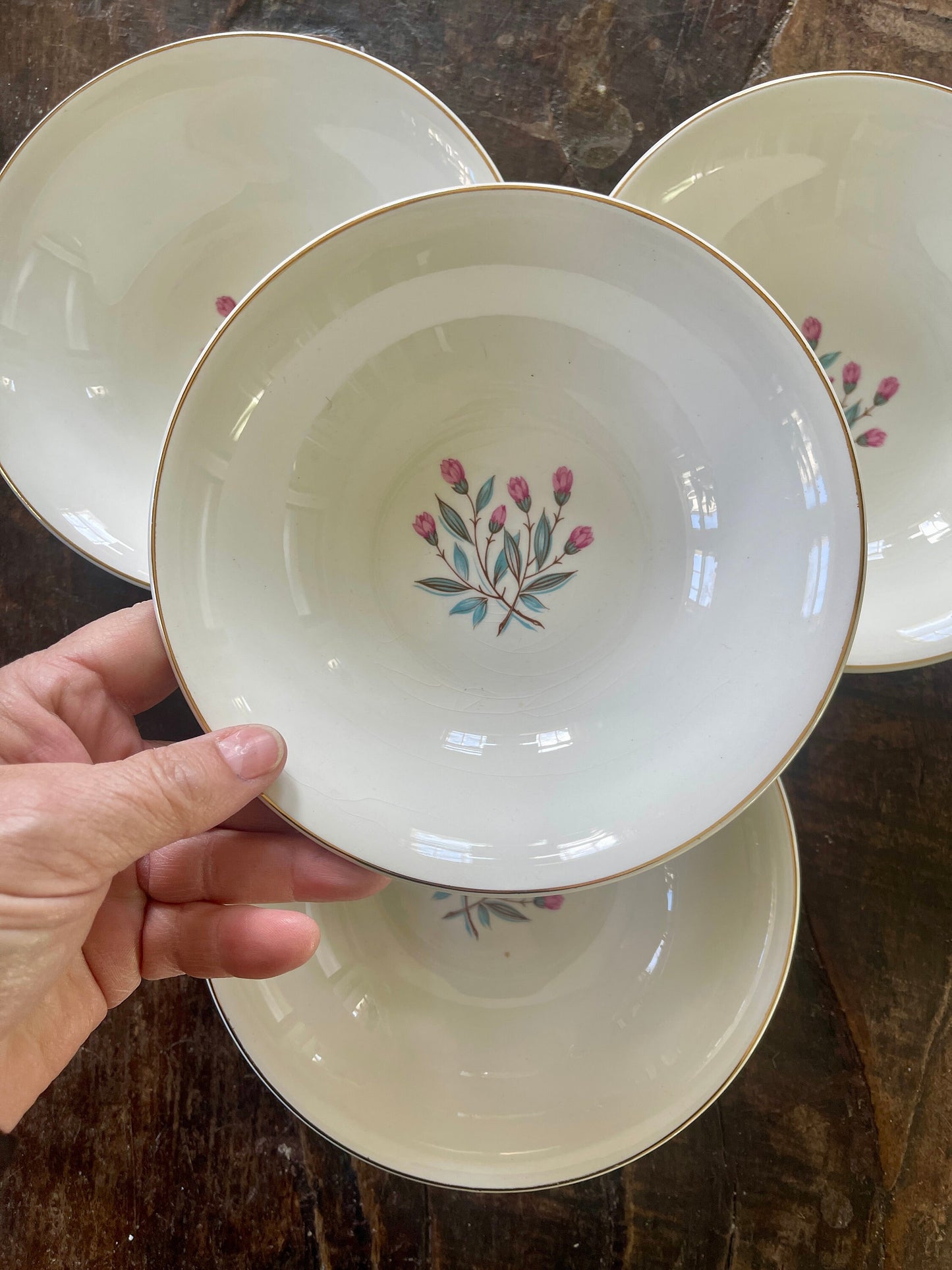 Set of Four (4) Pink Hope by Wedgwood 6 7/8” Bowls