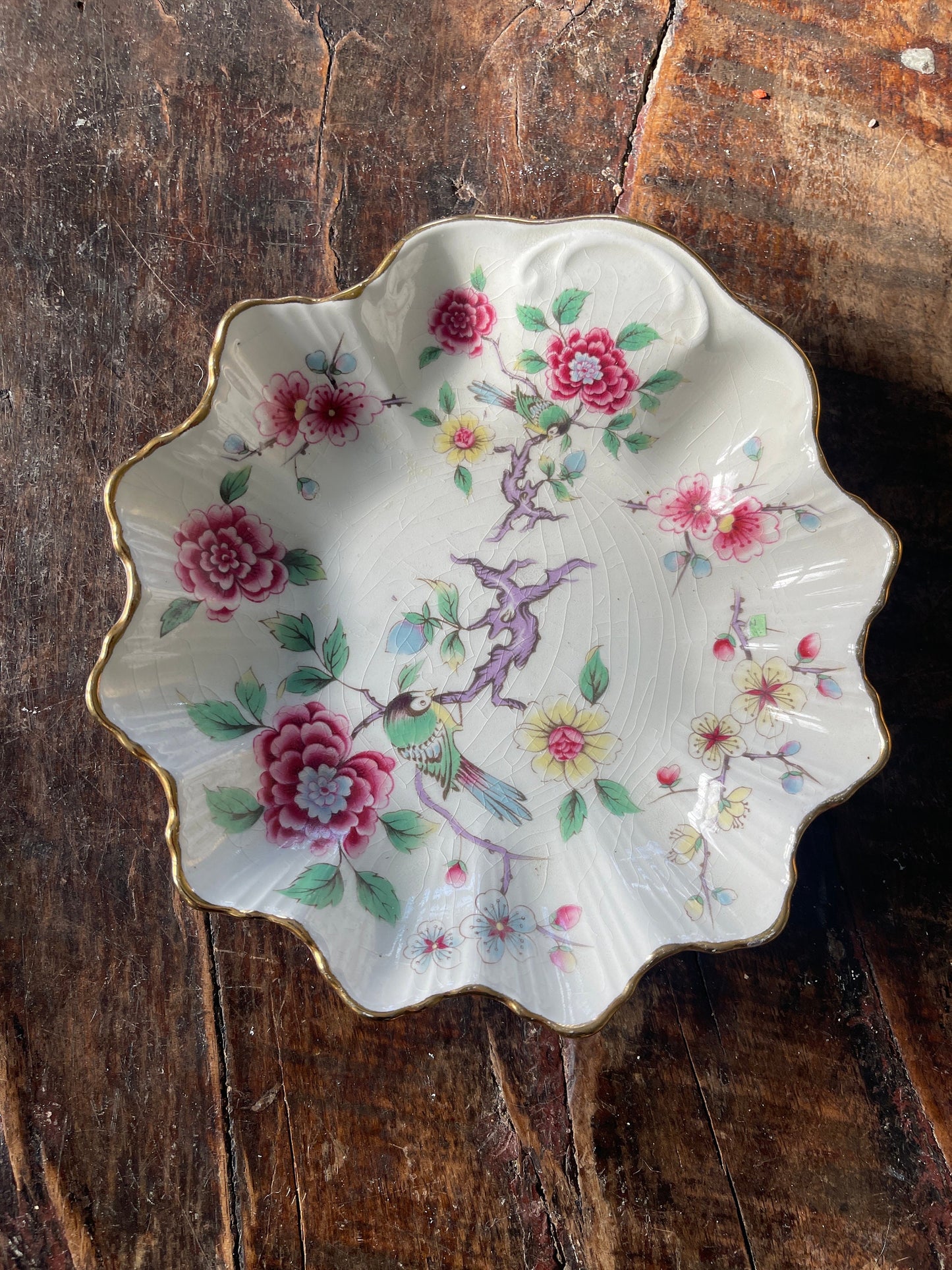 Vintage Staffordshire Old Foley Bowl in Chinese Rose