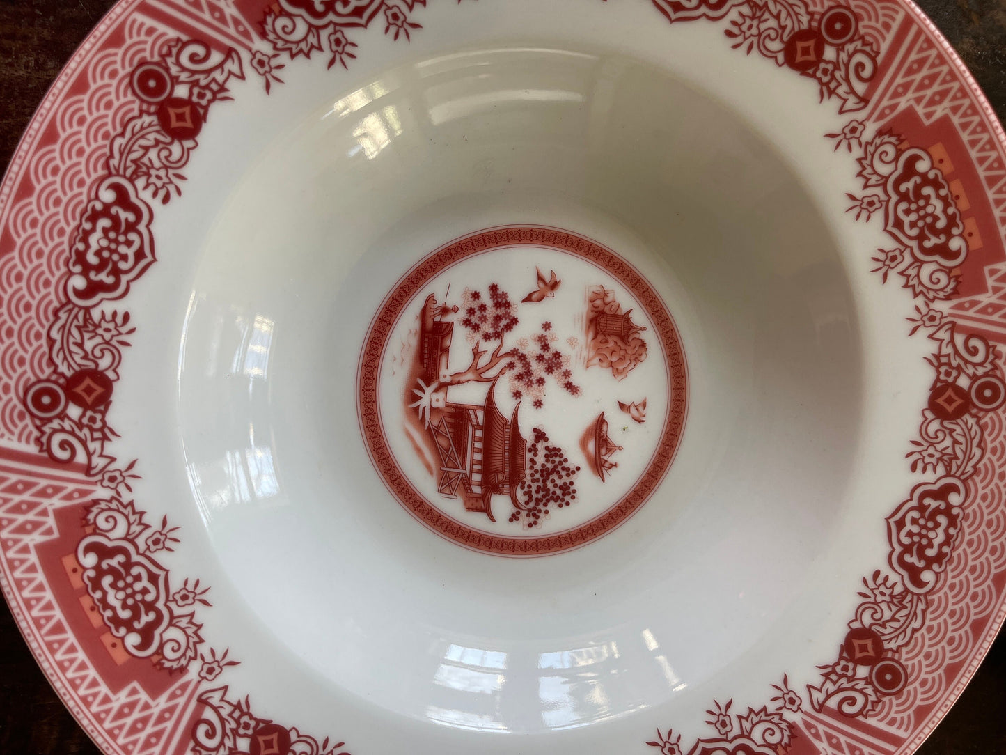 Set of Six (6) Contemporary Pink and White Willow 8.5” Bowls