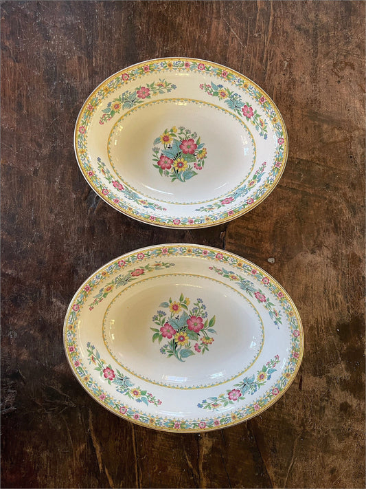 Set of Two (2) English Floral Serving Bowls by Maddock