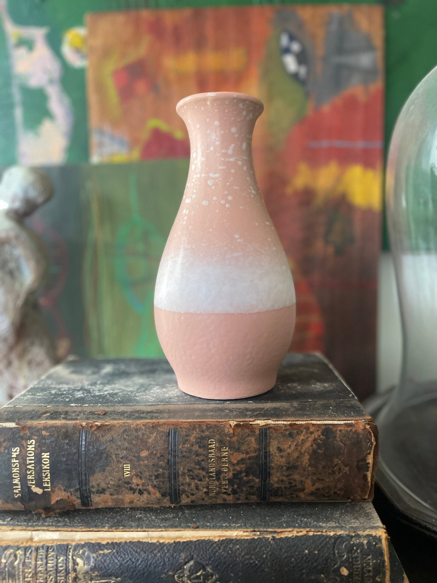 MCM West German Peach Ceramic 8.5” Vase