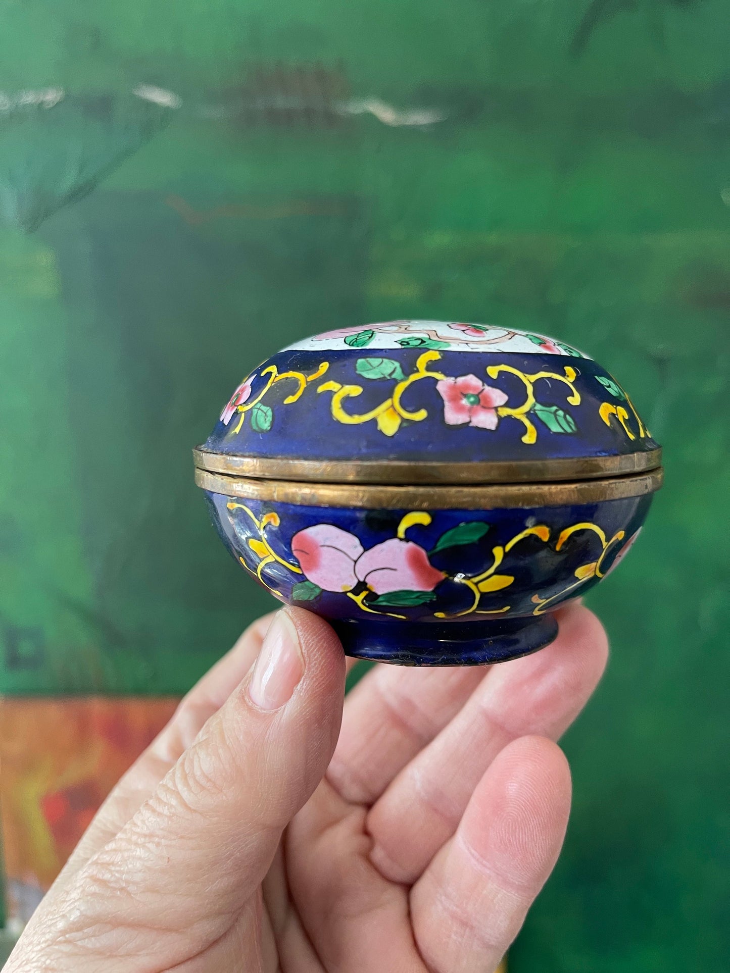 Small Blue Asian Enamel Trinket Box