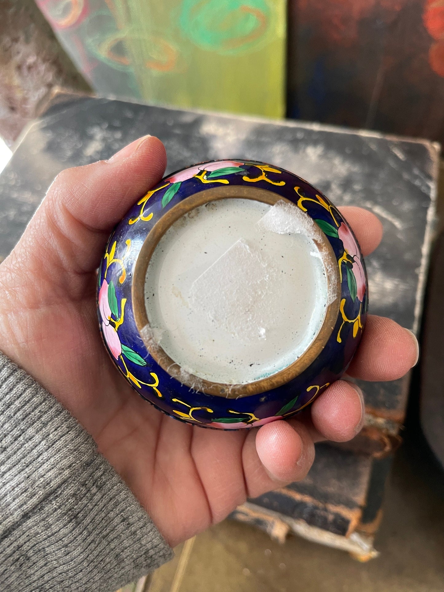 Small Blue Asian Enamel Trinket Box