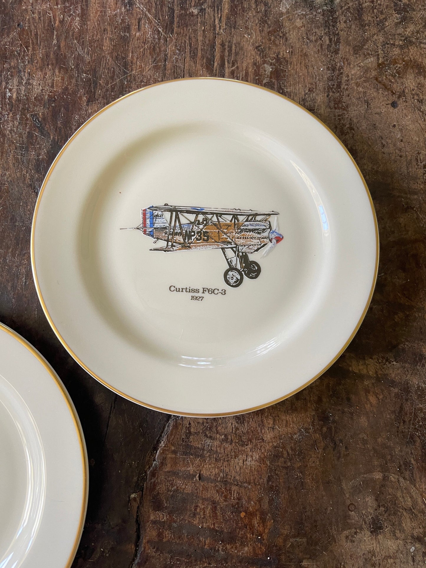 Set of Three (3) Vintage Airplane Small Plates by Pickard China