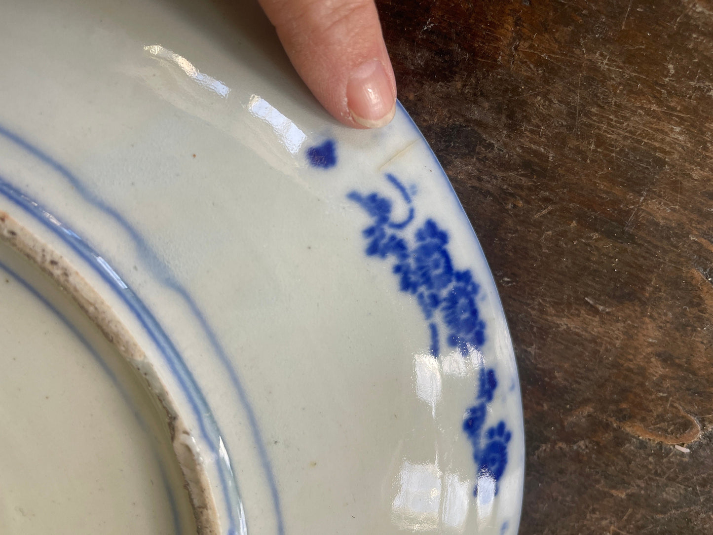 Antique Blue and White Chinese 11.25” Bowl