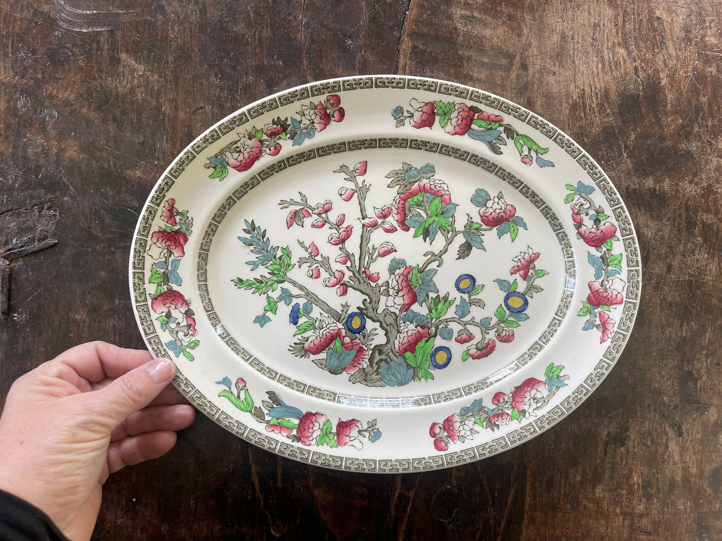 Vintage English Indian Tree Oval 12 3/8” Platter by Johnson Brothers