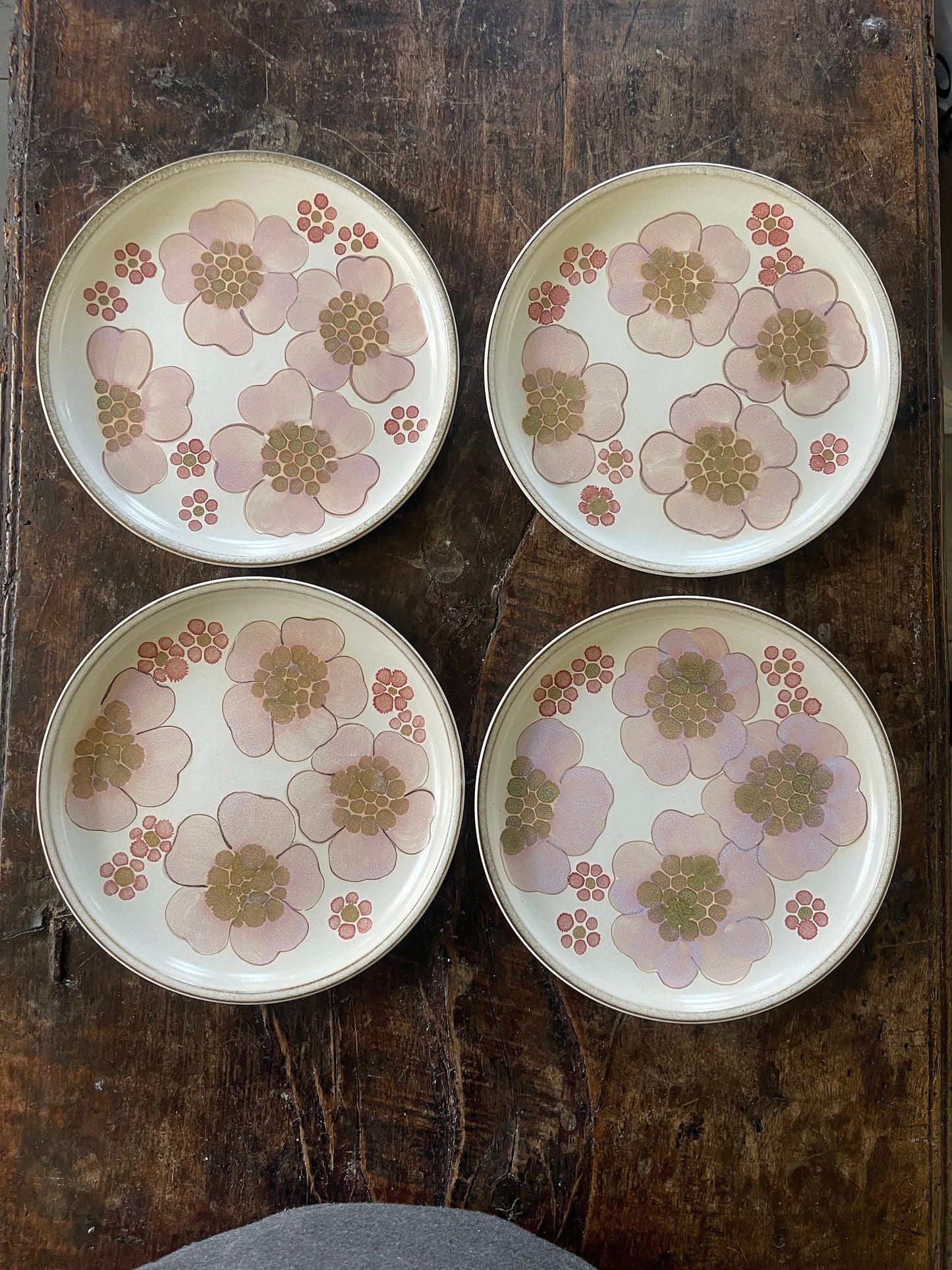 Set of Four (4) English Lavender Stoneware 10 1/8” Plates by Denby