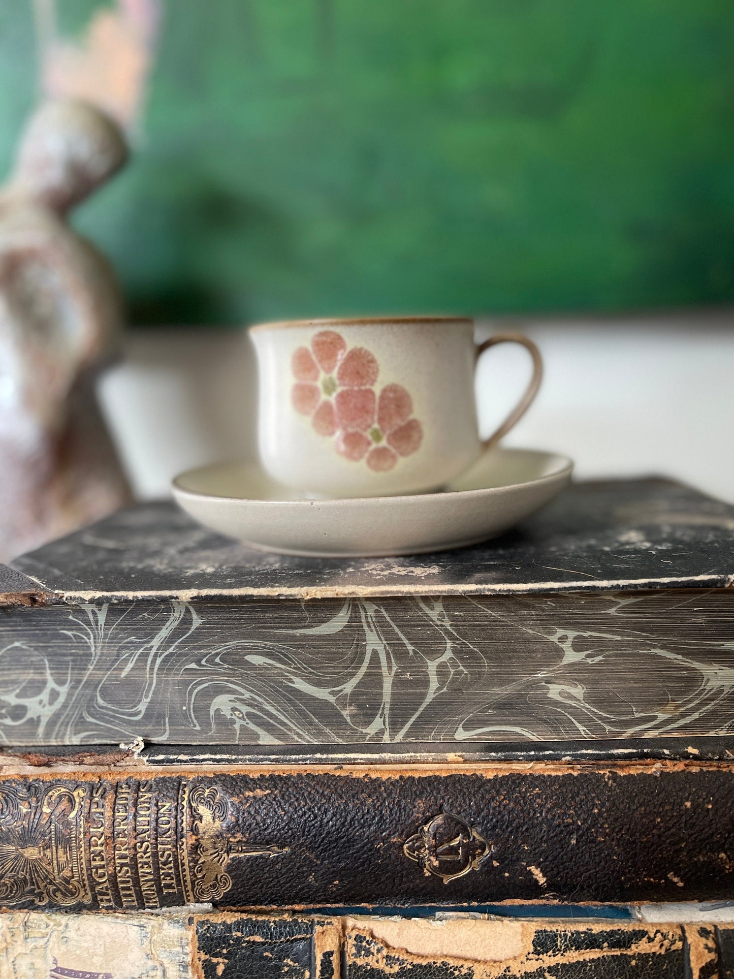 Set of Six (6) English Lavender Stoneware Teacups and Saucers by Denby