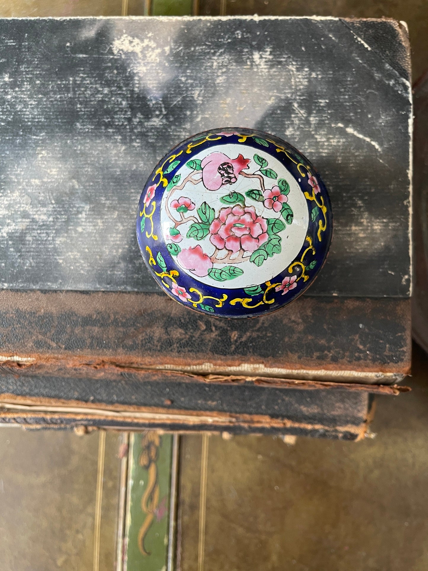 Small Blue Asian Enamel Trinket Box