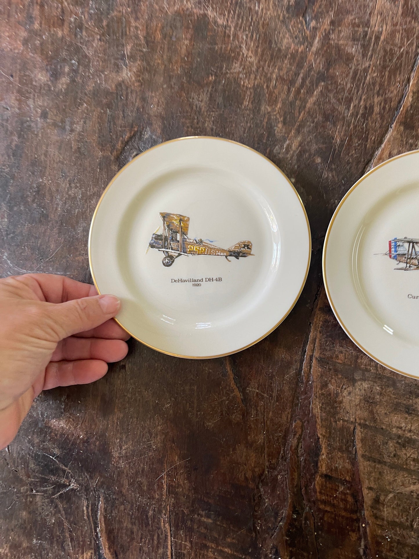 Set of Two (2) Vintage Airplane Small Plates by Pickard China