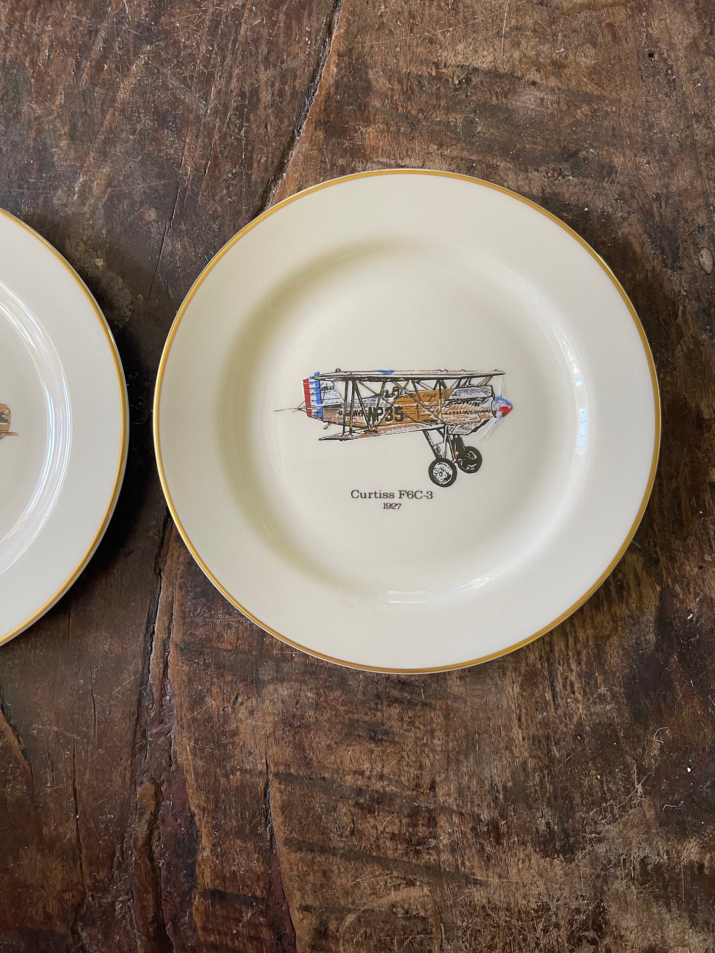 Set of Two (2) Vintage Airplane Small Plates by Pickard China