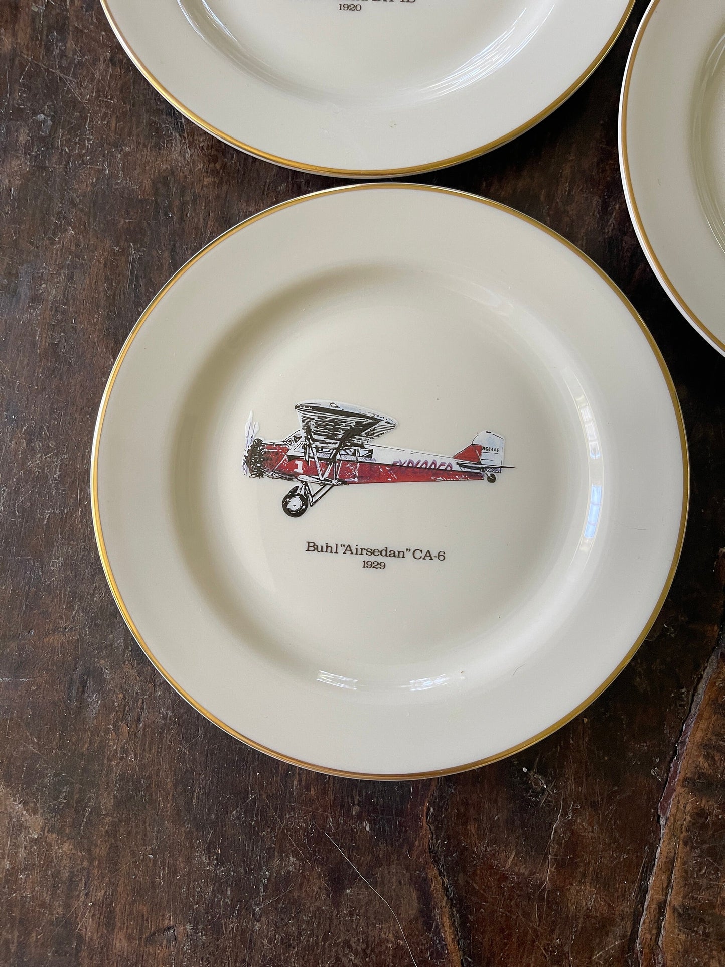 Set of Three (3) Vintage Airplane Small Plates by Pickard China