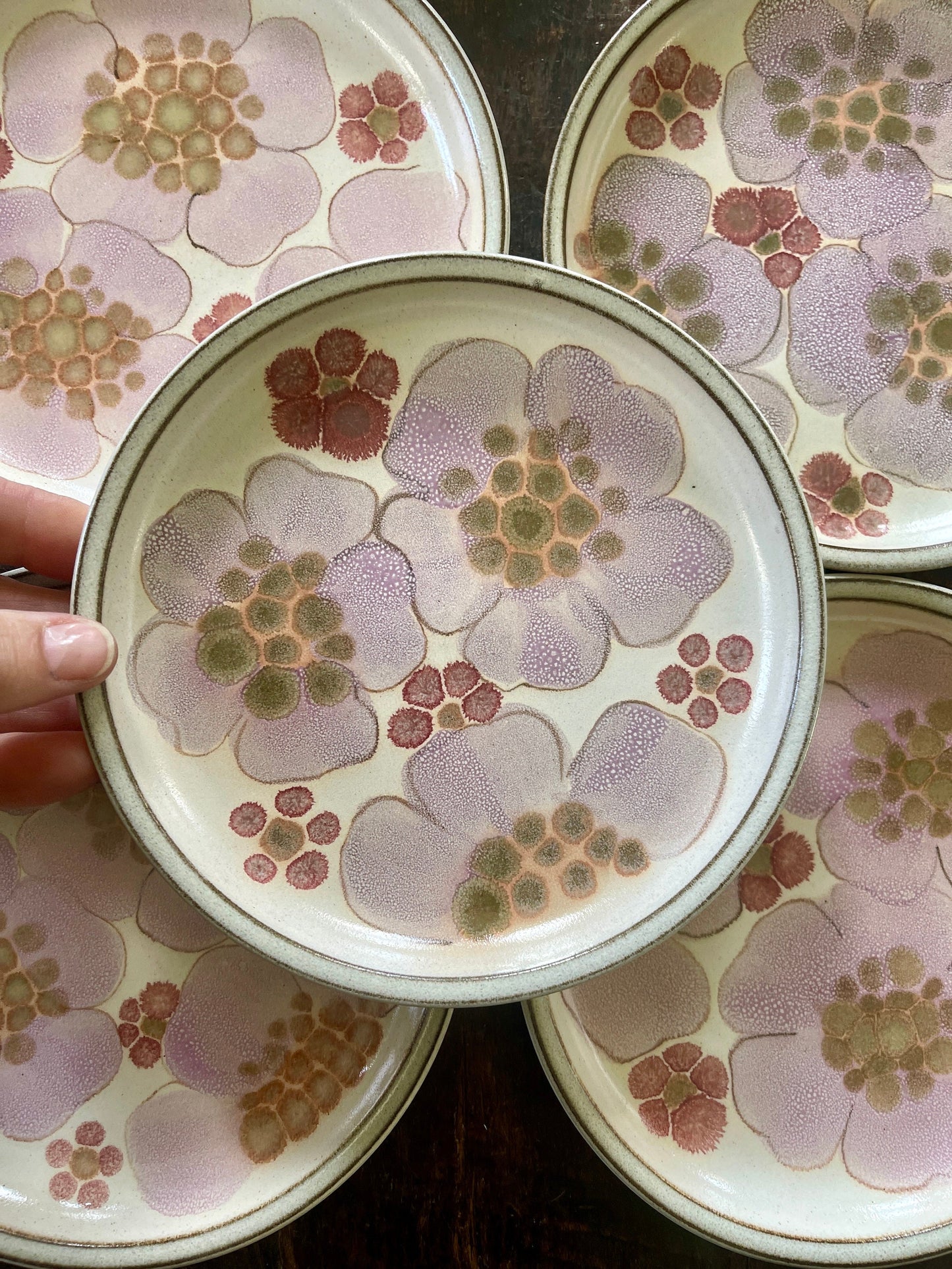 Set of Seven (7) English Lavender Stoneware 6 5/8” Plates by Denby