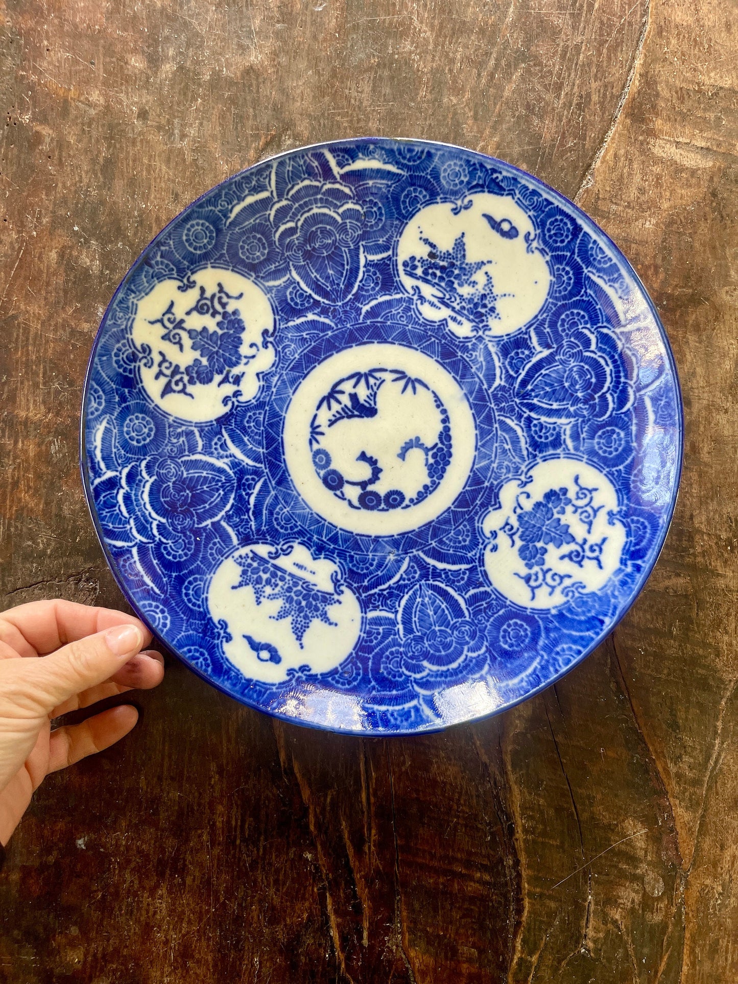 Antique Blue and White Chinese 11.25” Bowl