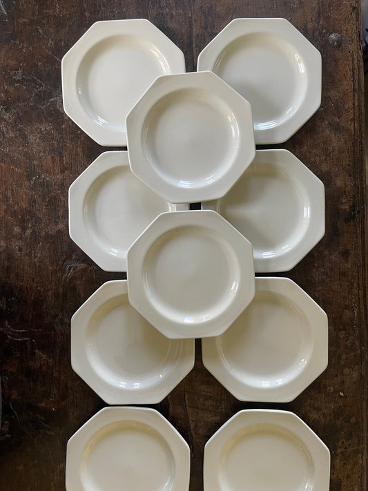 Set of Ten (10) Vintage English White Royal Staffordshire Ironstone 7” Plates by JG Meakin in Liberty Pattern