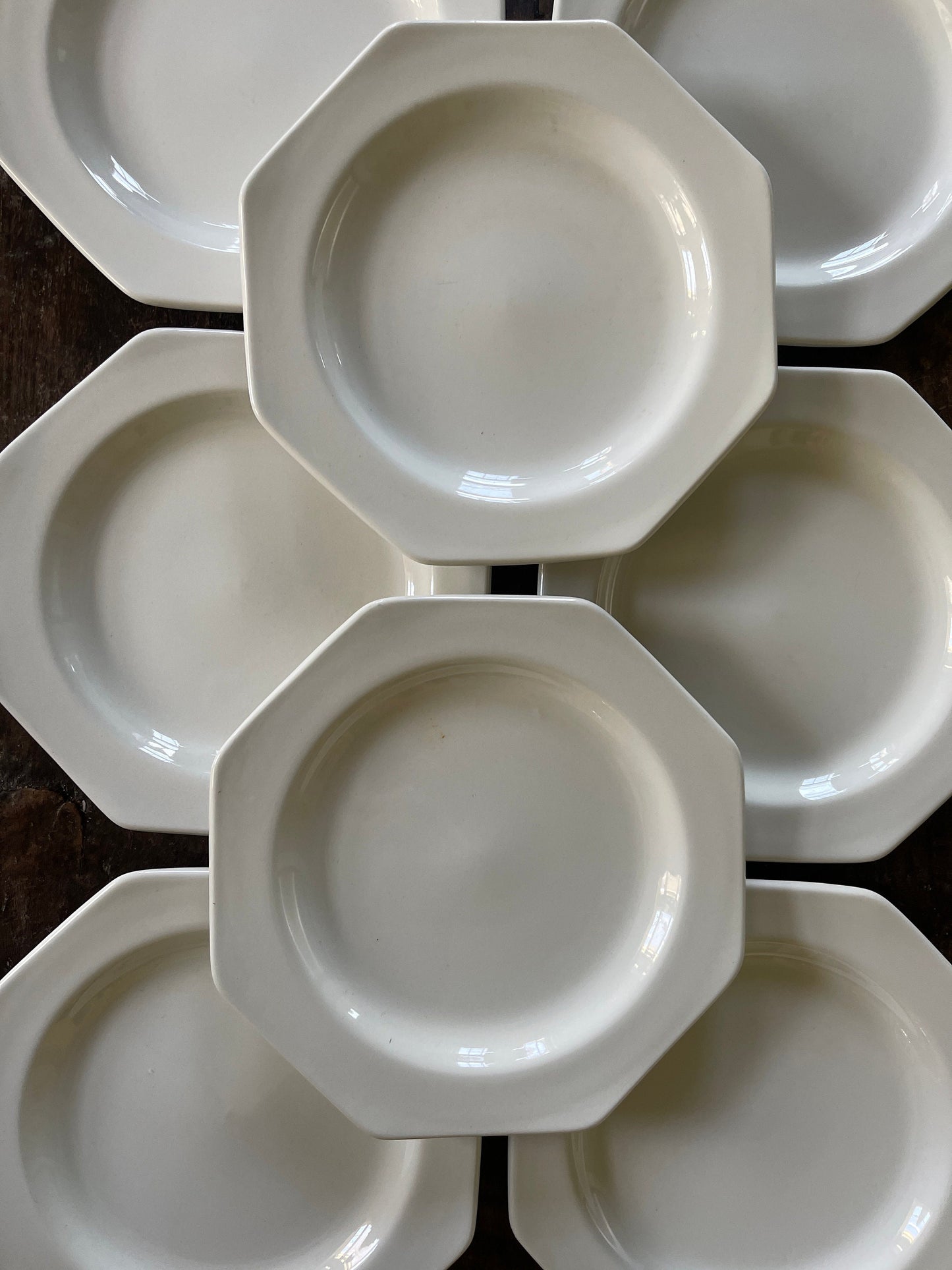 Set of Ten (10) Vintage English White Royal Staffordshire Ironstone 7” Plates by JG Meakin in Liberty Pattern