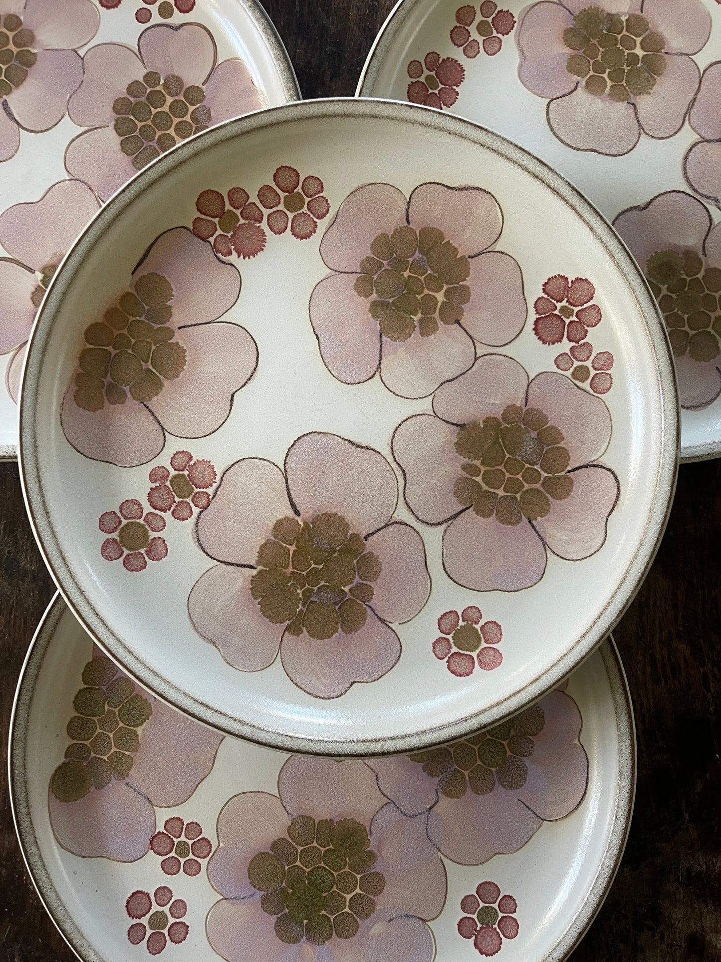 Set of Four (4) English Lavender Stoneware 10 1/8” Plates by Denby