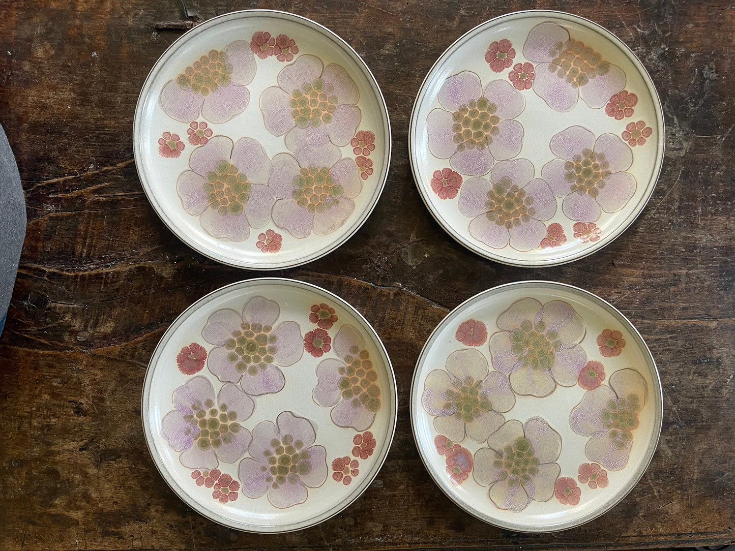 Set of Four (4) English Lavender Stoneware 10 1/8” Plates by Denby