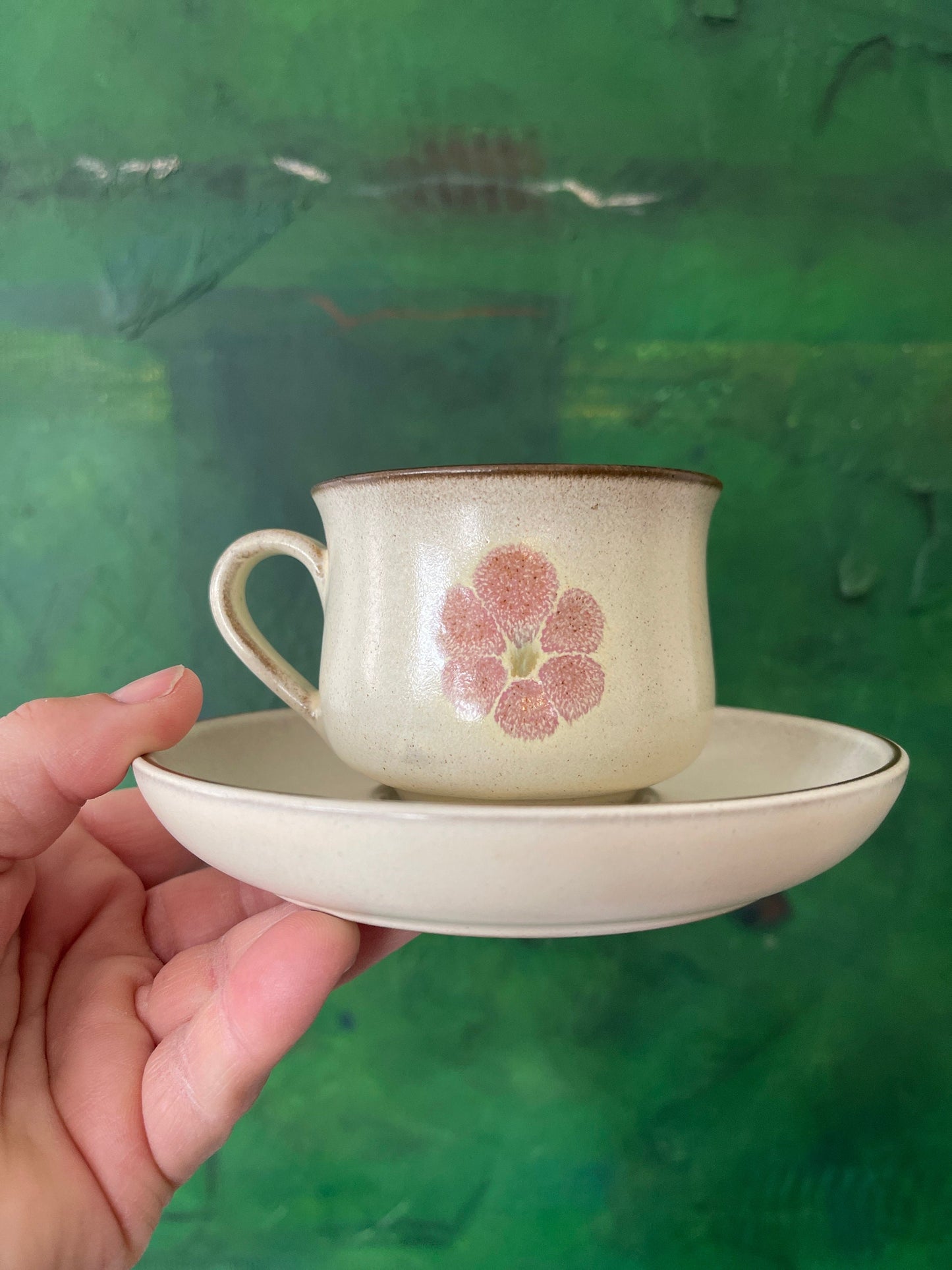 Set of Six (6) English Lavender Stoneware Teacups and Saucers by Denby