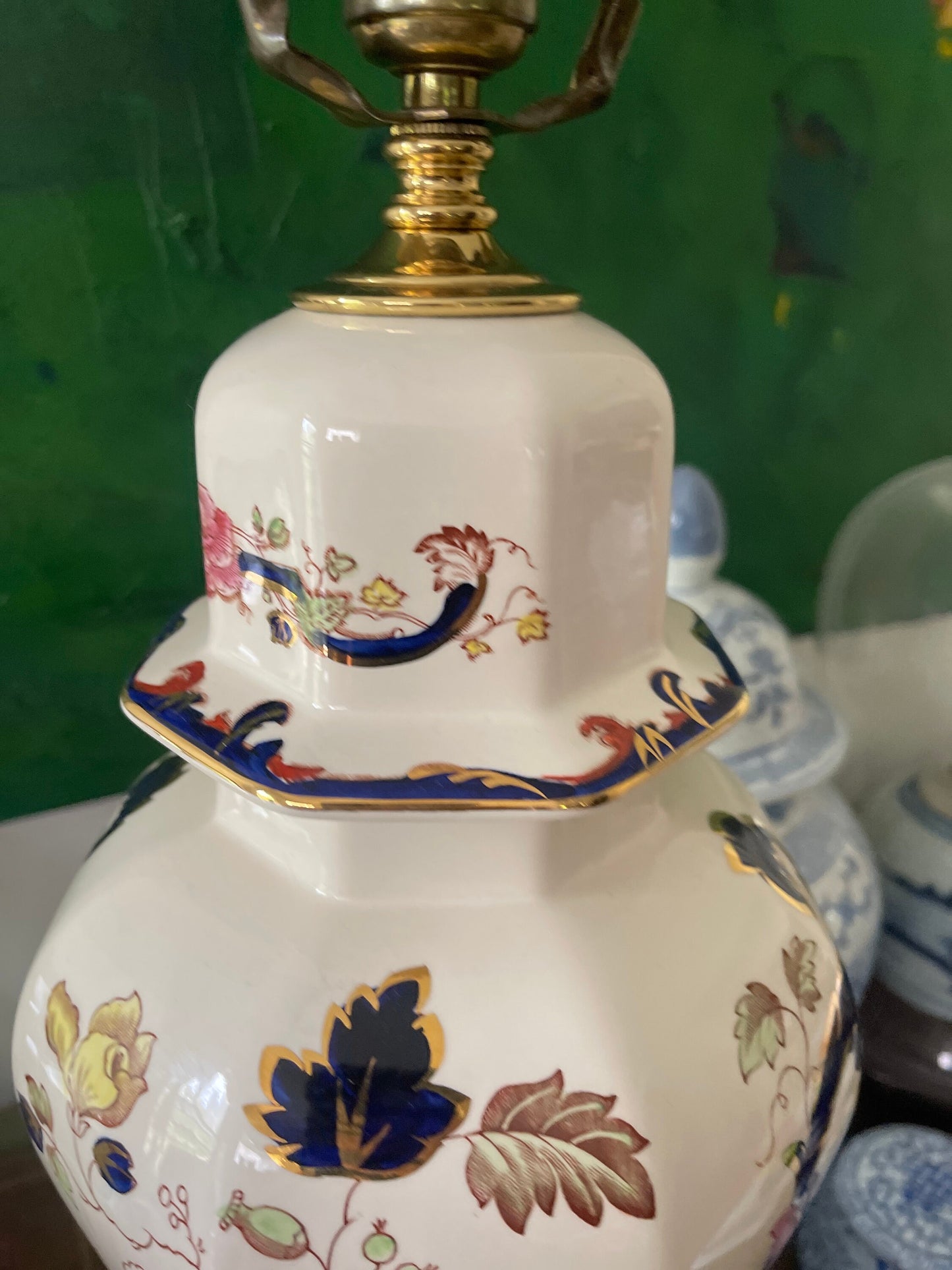 Pair of Vintage Masons English Chinoiserie Ginger Jar Lamps