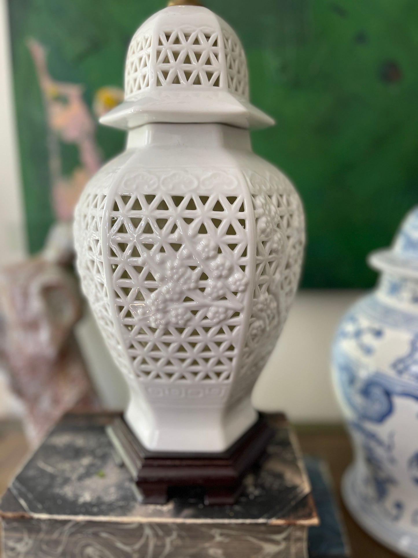 Vintage Asian Blanc de Chine Ginger Jar Lamp