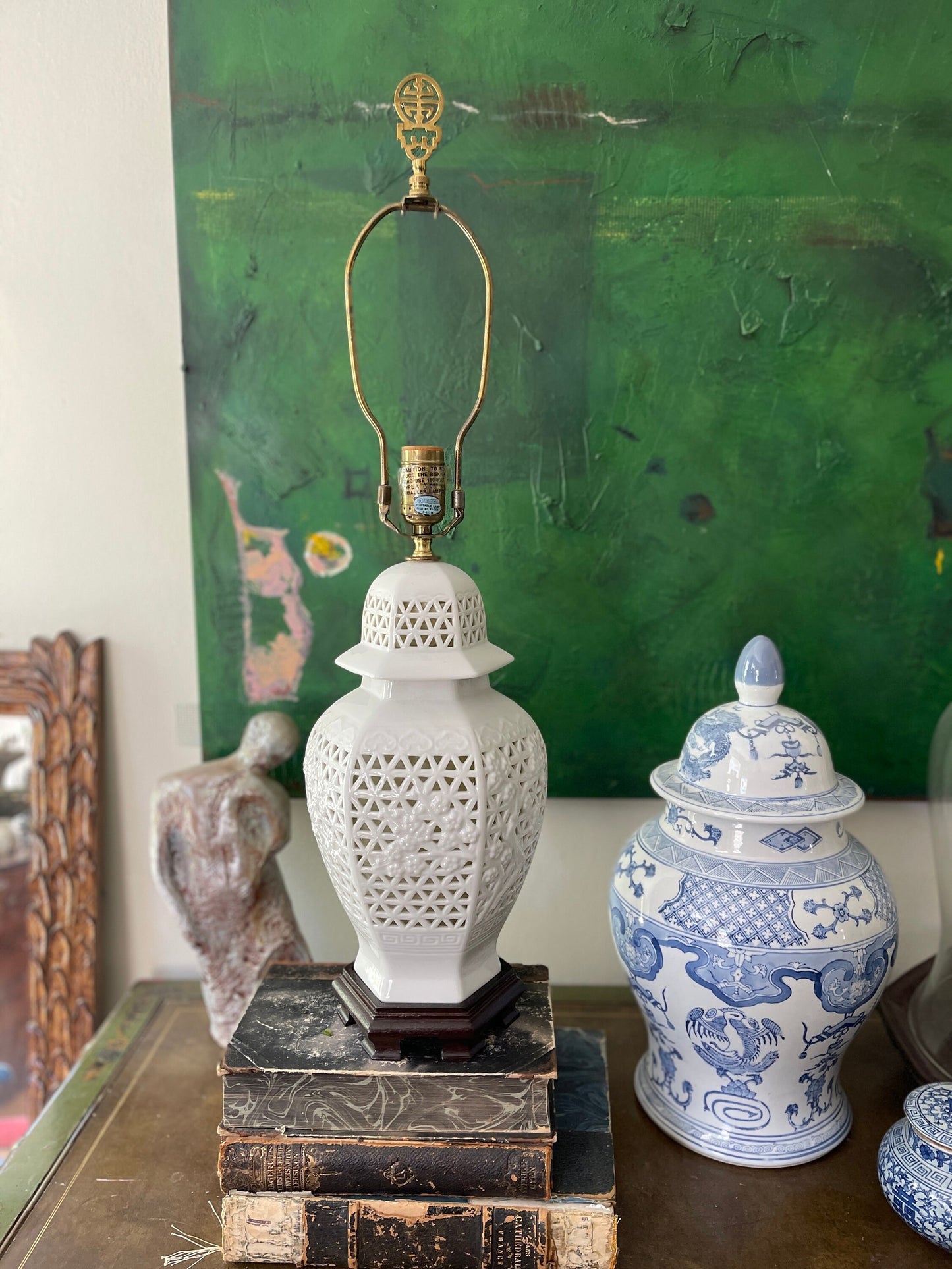 Vintage Asian Blanc de Chine Ginger Jar Lamp