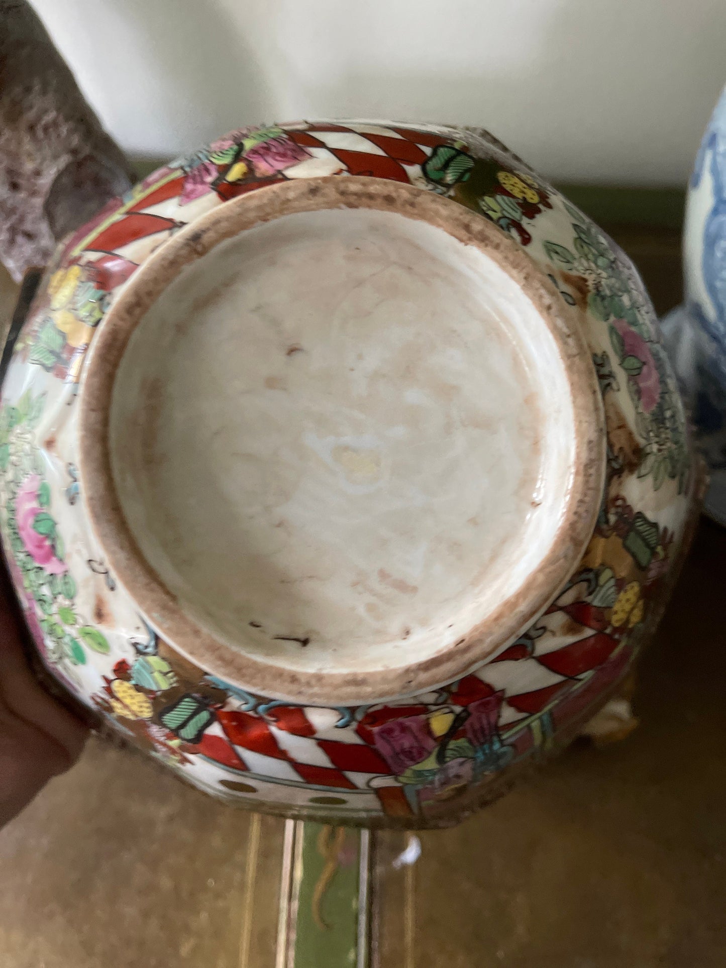 Vintage Famille Rose 8.5” Asian Ceramic Bowl