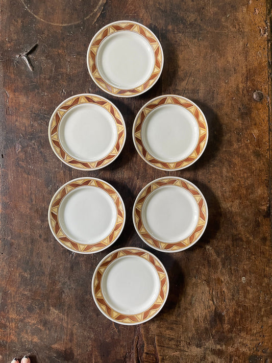 Set of Six (6) Hand Painted Art Deco Bavarian 6.25” Plates