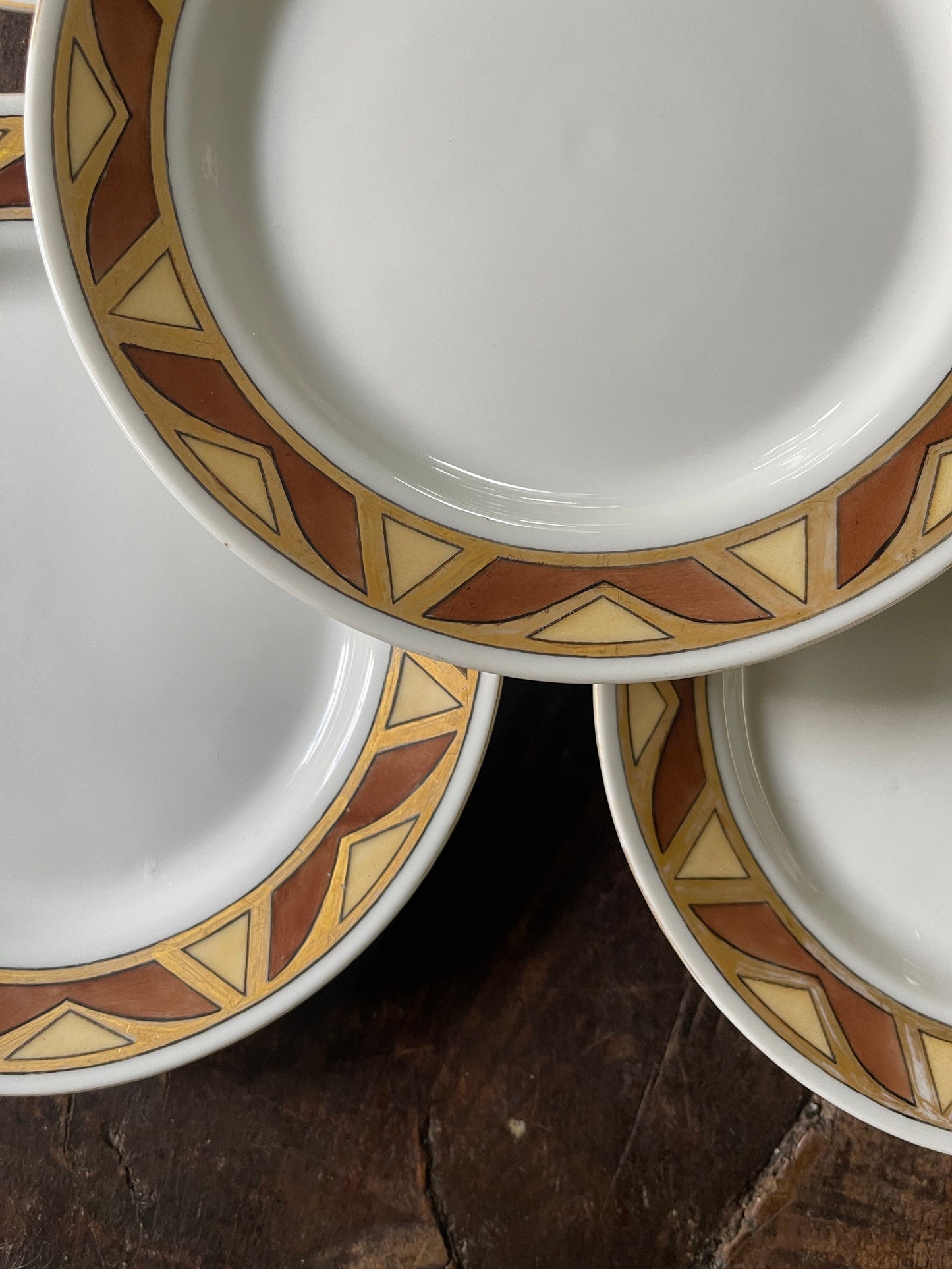 Set of Six (6) Hand Painted Art Deco Bavarian 6.25” Plates