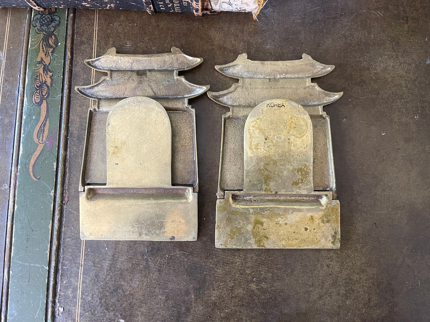 Pair of Brass Pagoda Folding Bookends