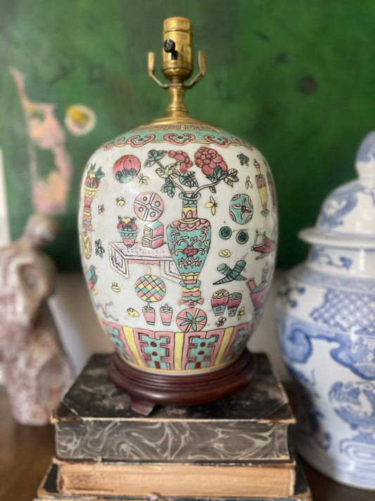 Late 20th Century Vintage Pink Asian Lamp