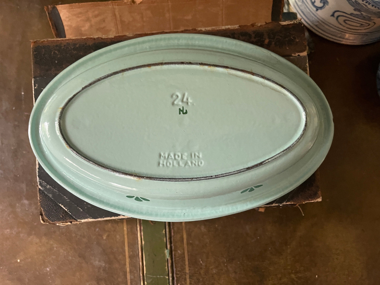 Vintage Cast Iron Dru Holland Enamaled Baking Dish